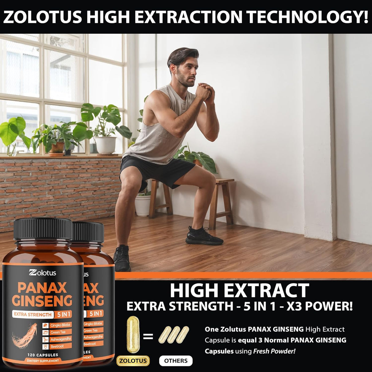 Zolotus Ginseng y Ginkgo Biloba, 240 Cápsulas, Energía y Enfoque