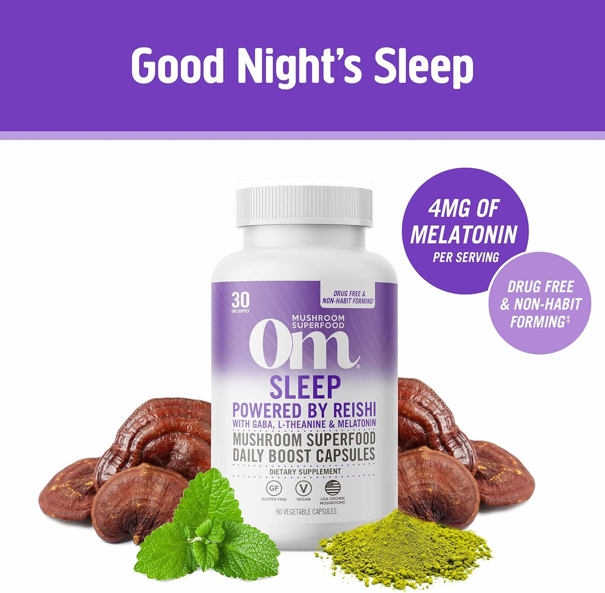 Suplemento Superfood Cápsulas de hongos para dormir 90 und