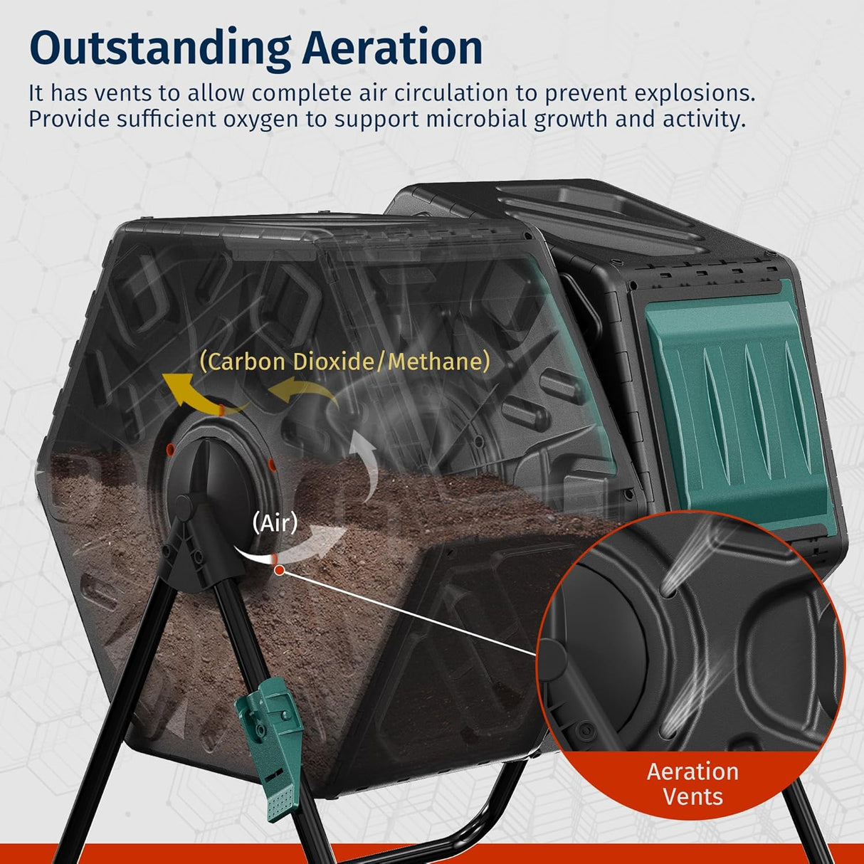 Compostadora Doble EAST OAK, 2 x 18.5 Gal, Sistema de Aireación