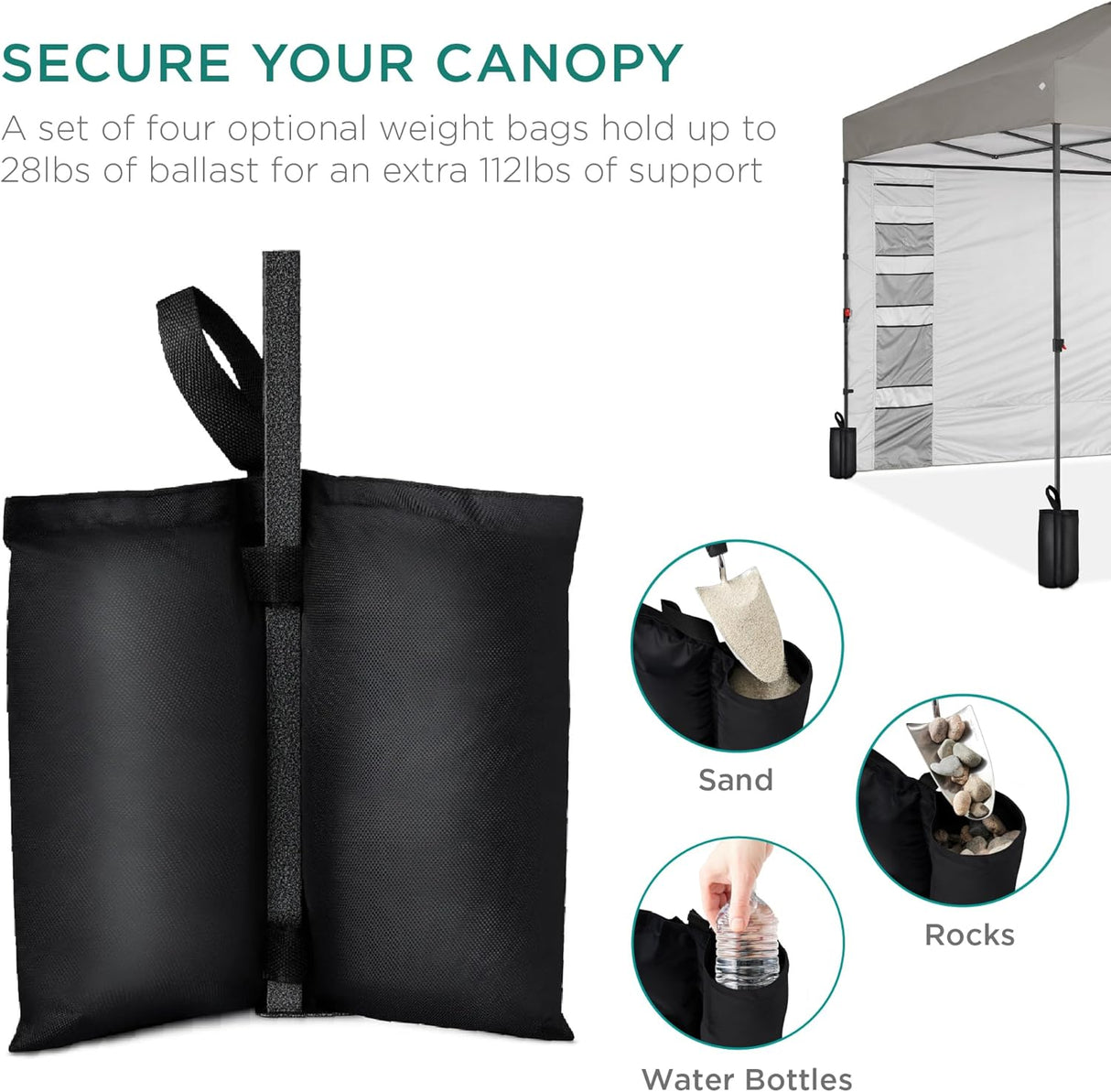 Toldo desplegable fácil con pared lateral y funda portátil