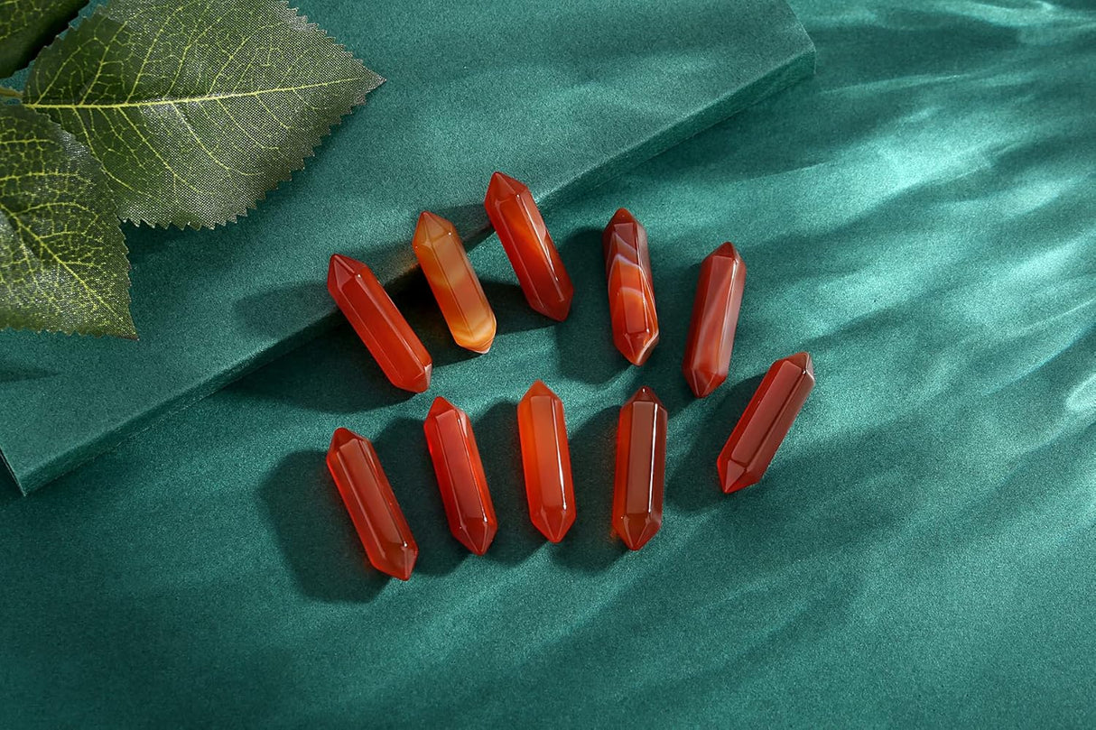 Varitas de Cristal de Cuarzo Cornalina para Meditación y Reiki