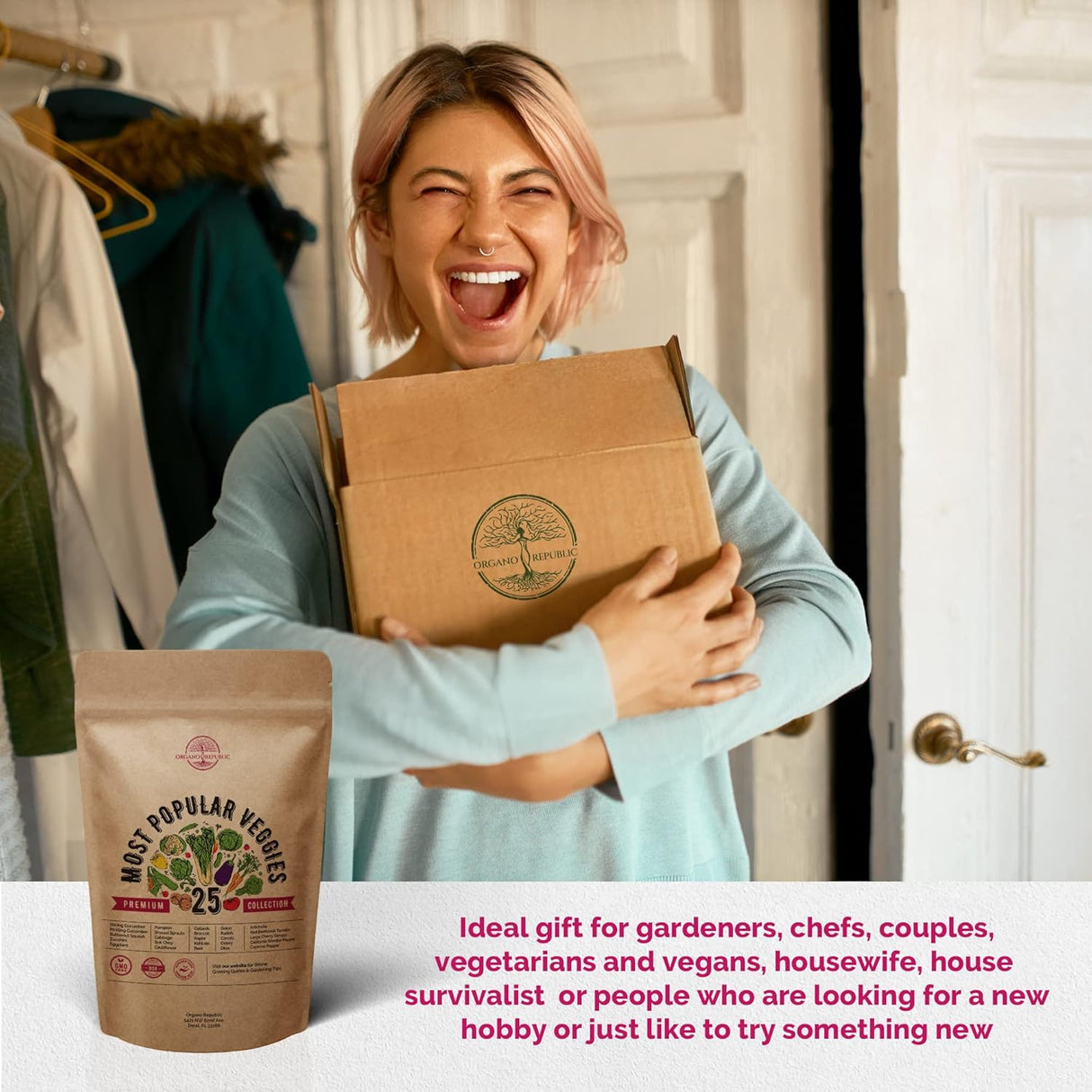 Semillas Organo Republic - 25 Paquetes de Vegetales y Frutas