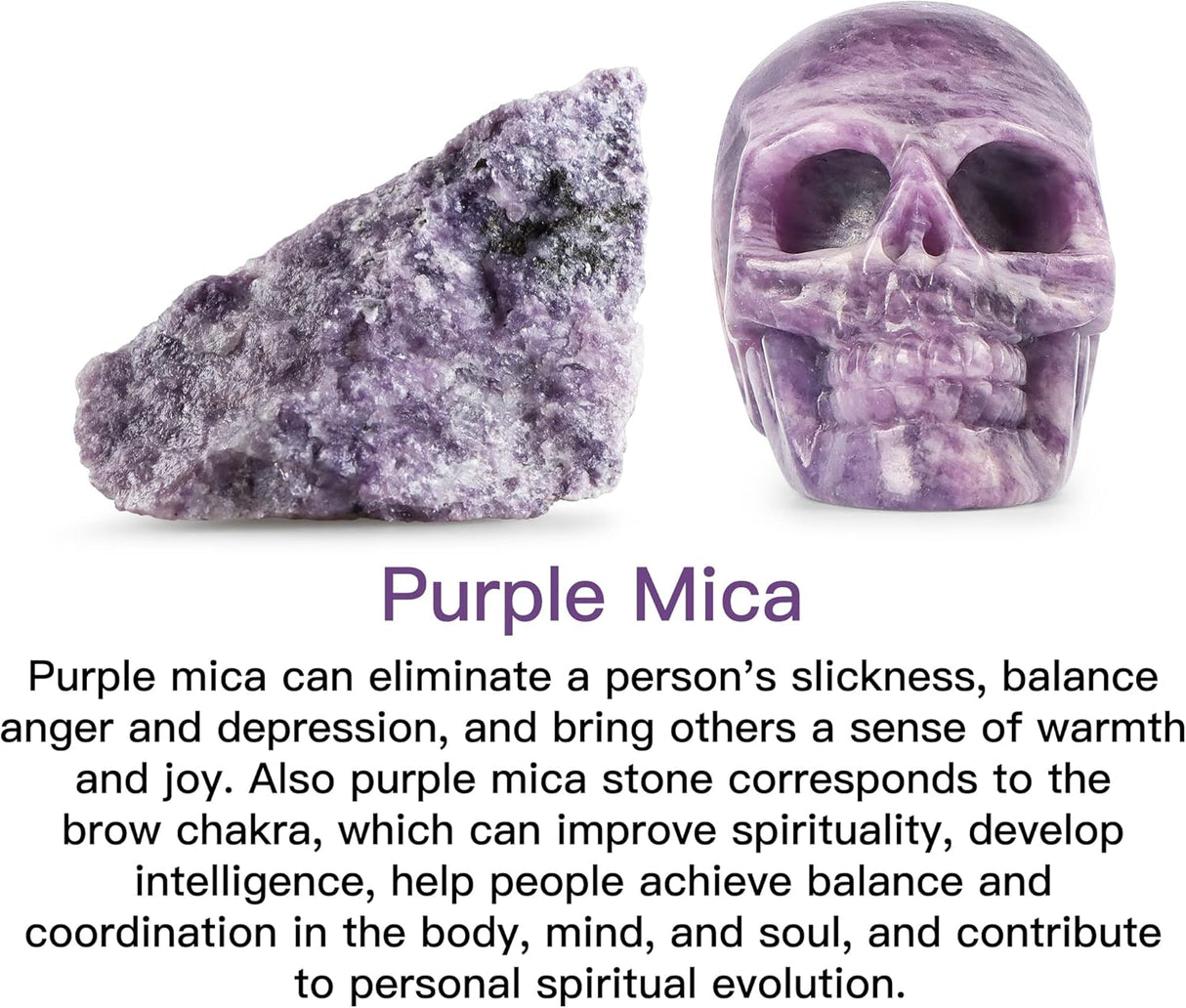 Calavera de Cristal Esqueleto de Lepidolita para Decoración