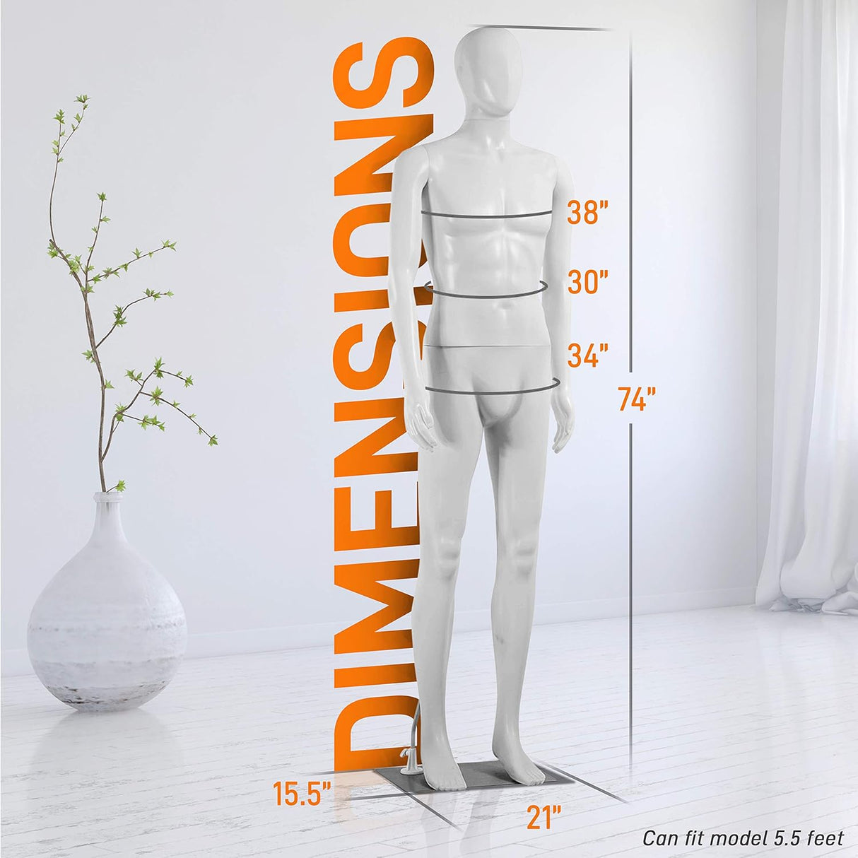 Maniquí masculino ajustable SereneLife 73 modelo SLMAQML8