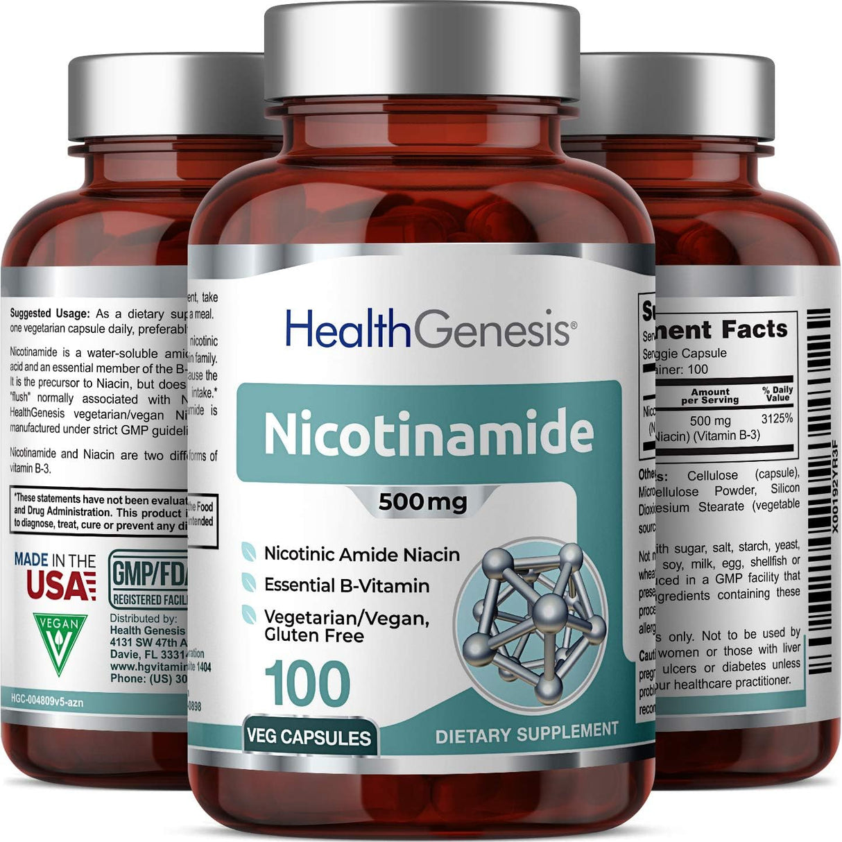Suplemento B-3 Nicotinamide 500 mg 100 caps