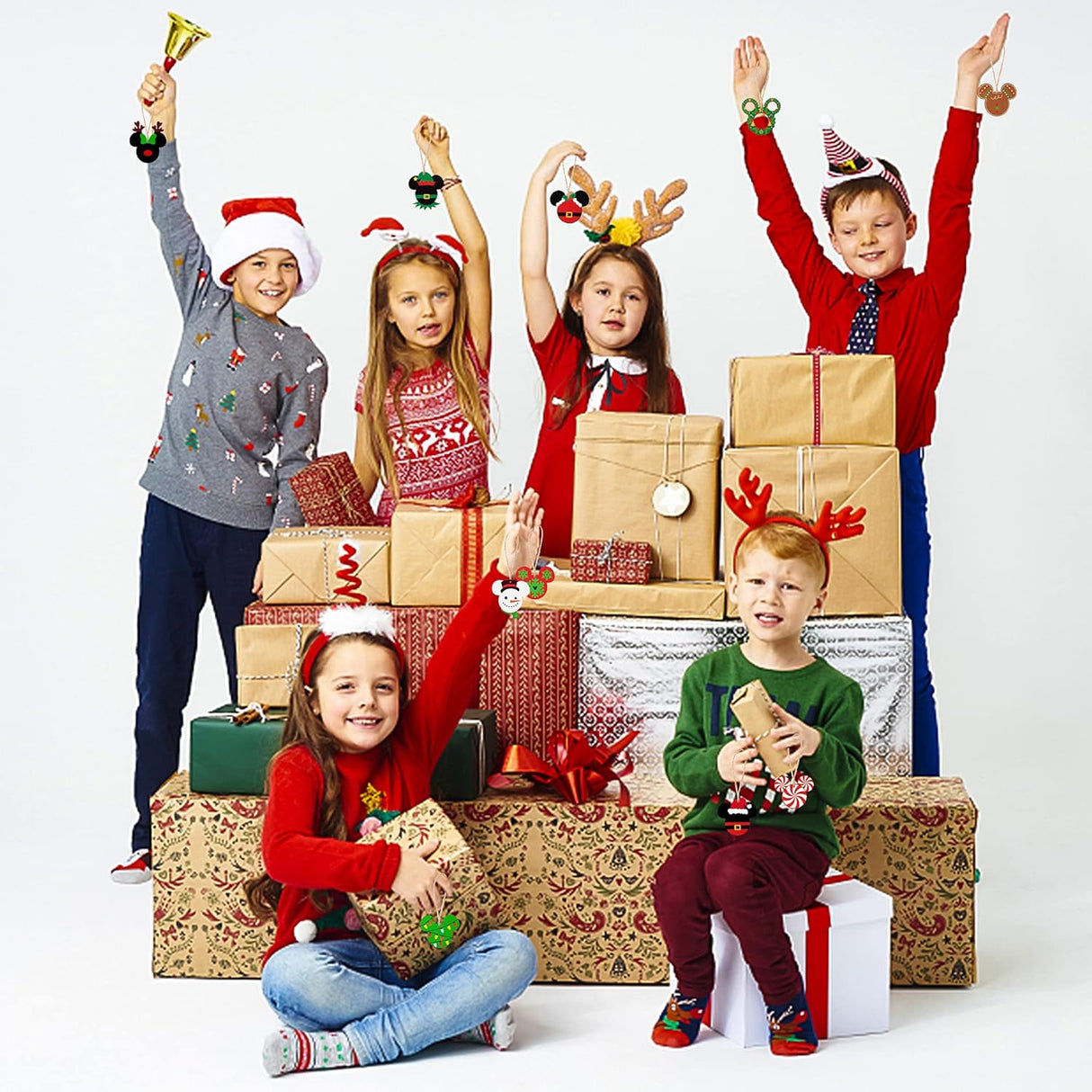 Adornos de Ratón de Madera 30Pcs, Decoración Navideña