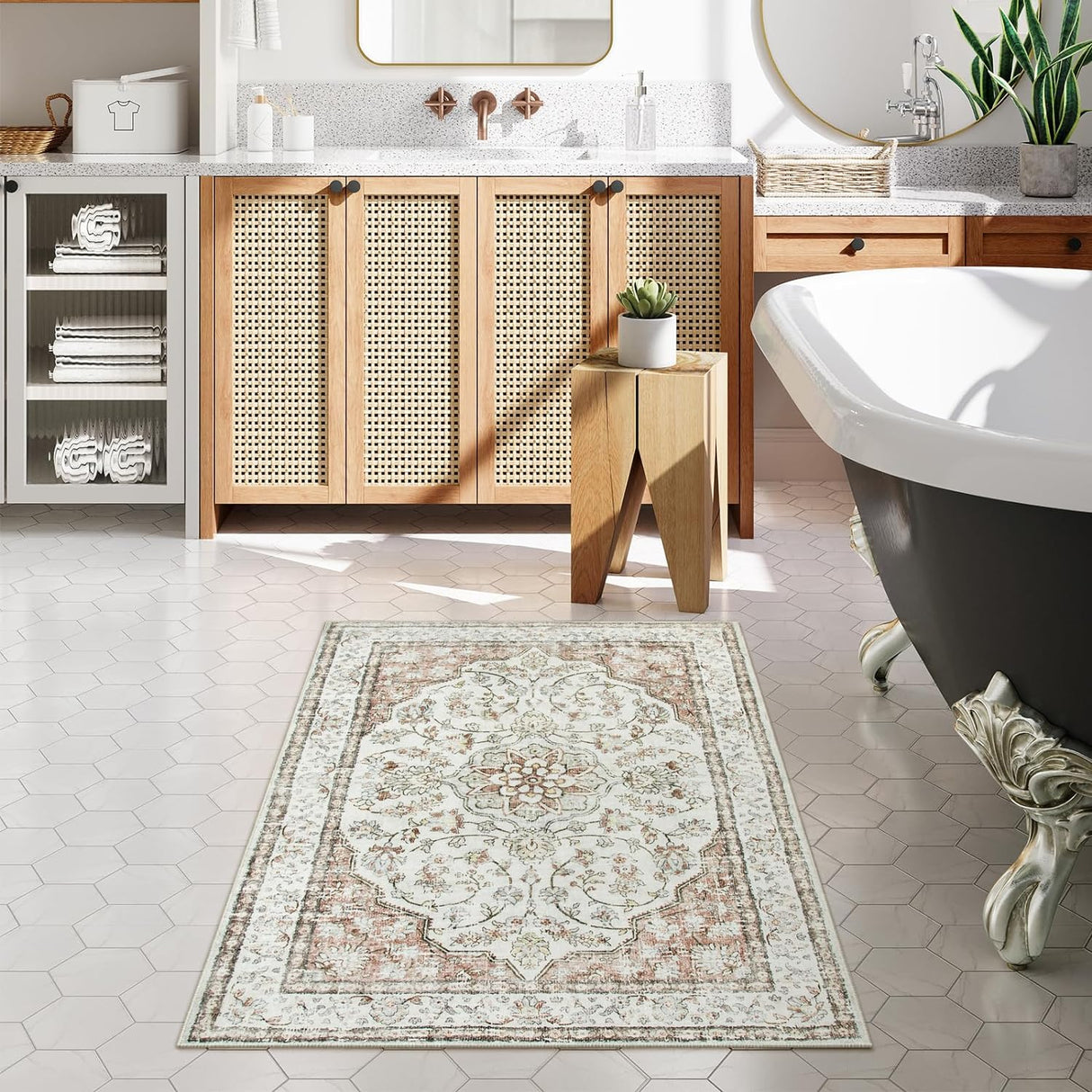 Alfombra tradicional oriental de 3 x 5, Terracota Lahome