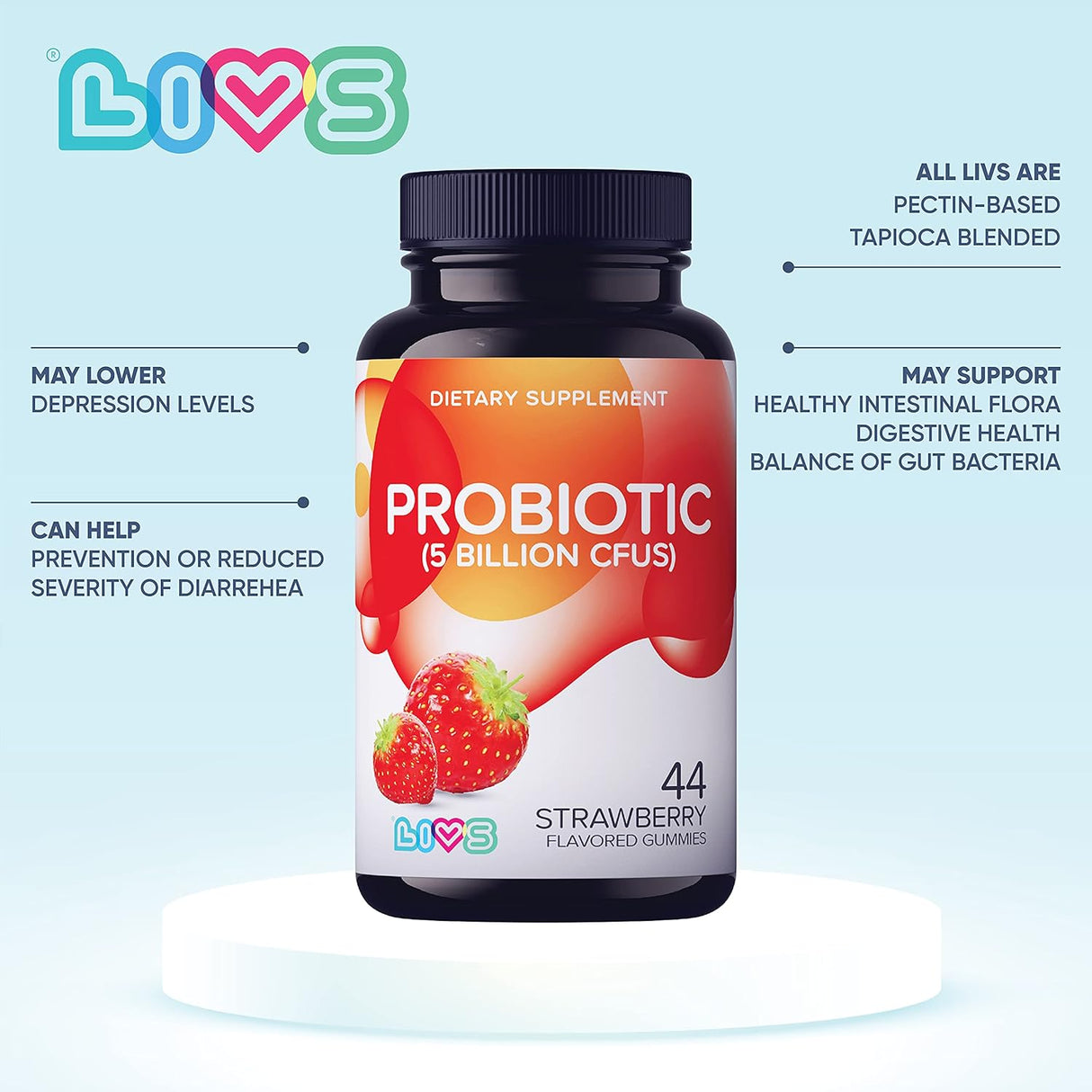 Suplemento gomita Probiótico para mujeres y hombres 44 unid