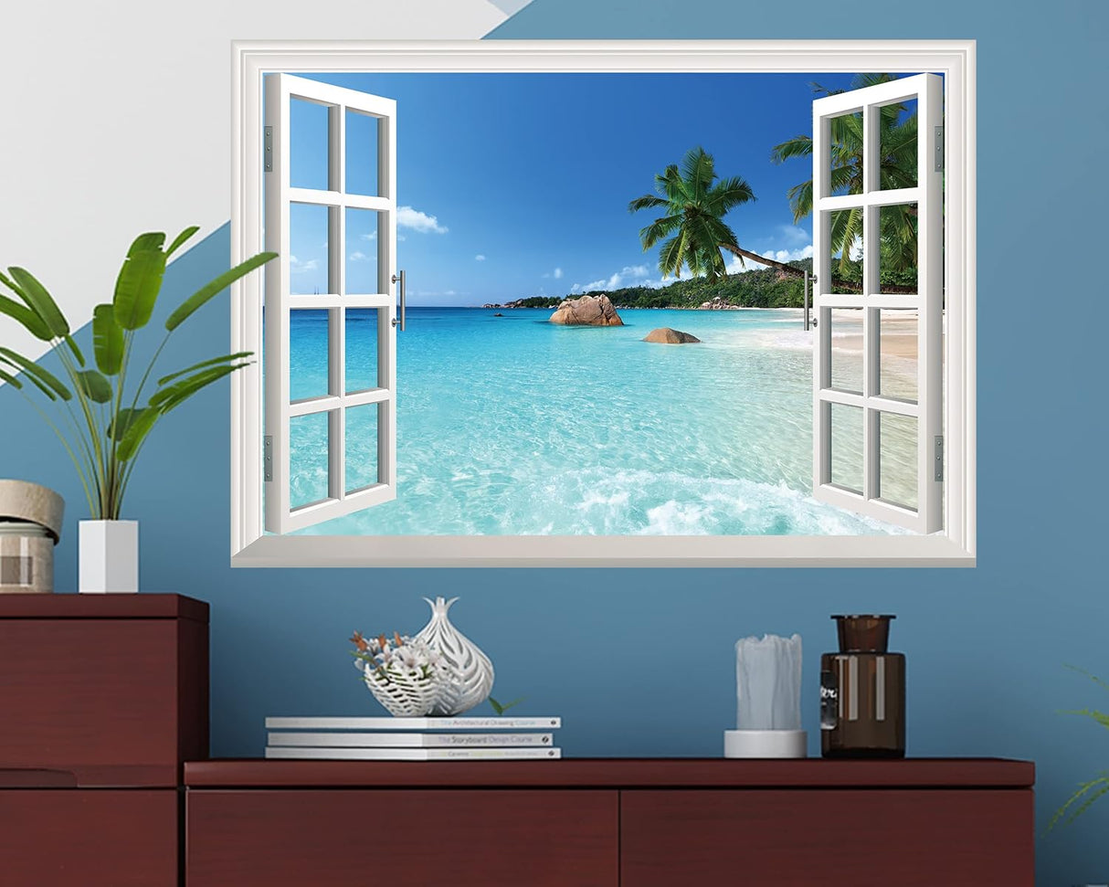 Adhesivo de pared para ventana pared de ventana de playa