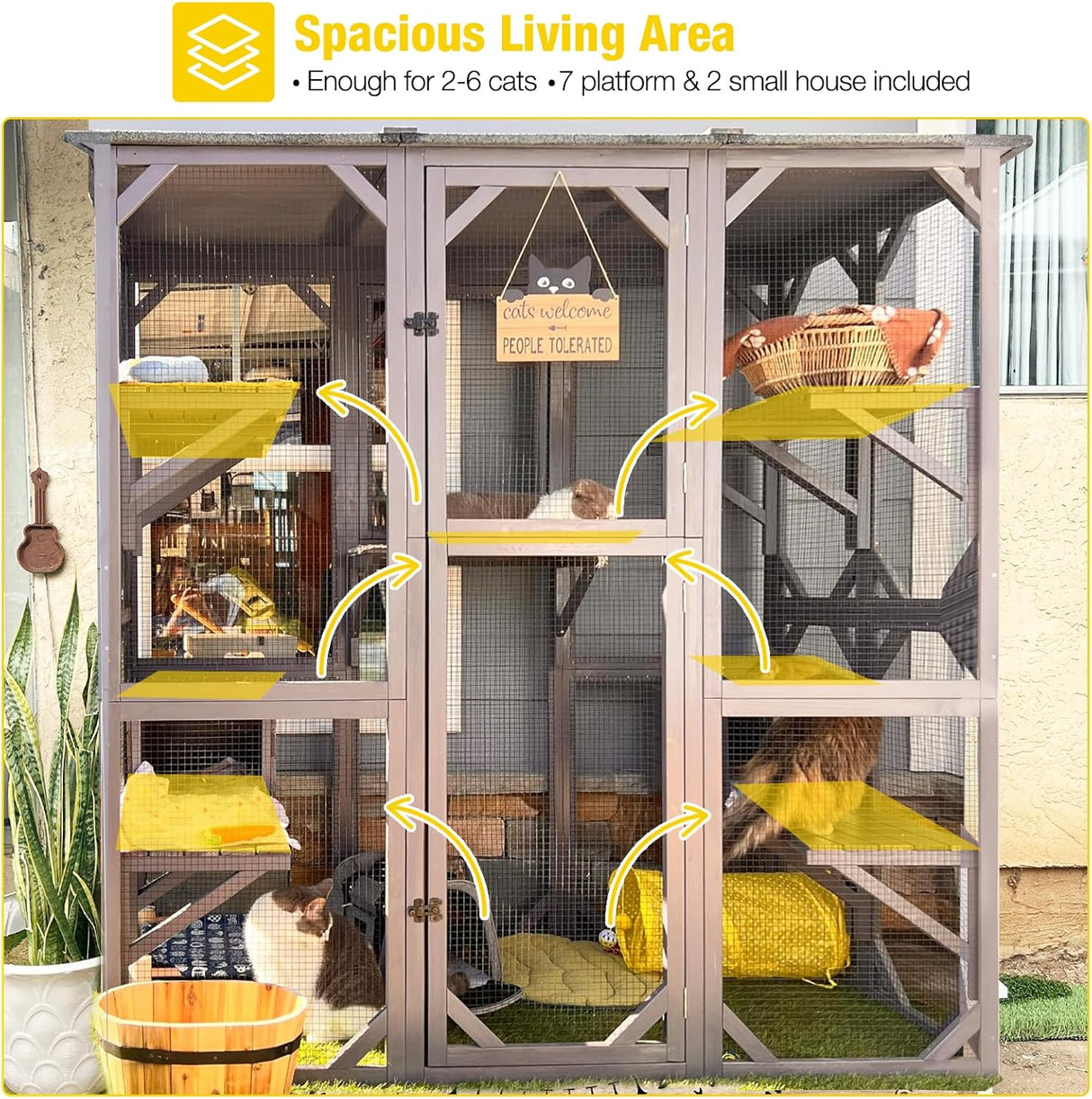 Casa para gatos Aivituvin, gran entrada, 71 pulgadas, exterior