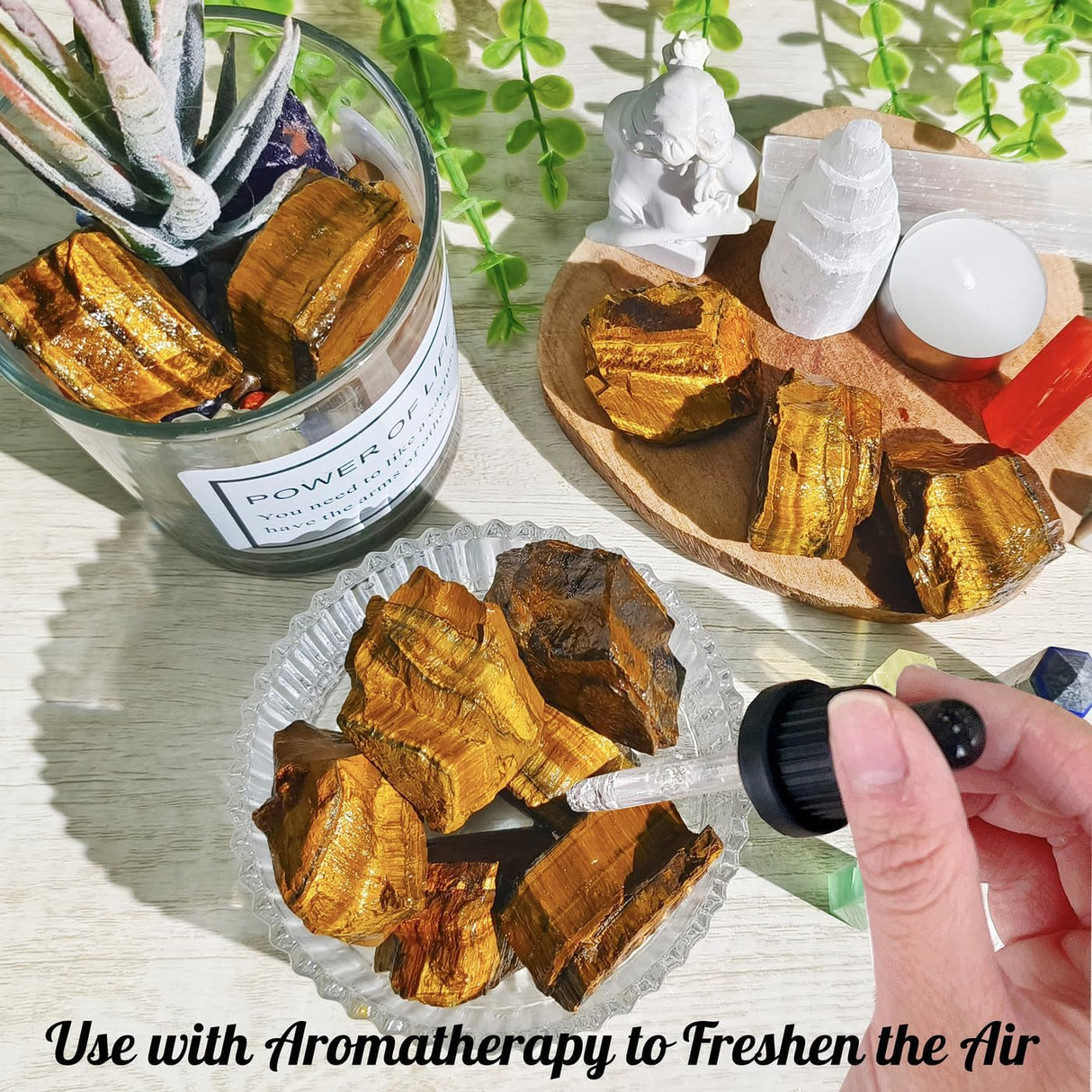 Cristales crudos de ojo de tigre a granel, cristales 2 in