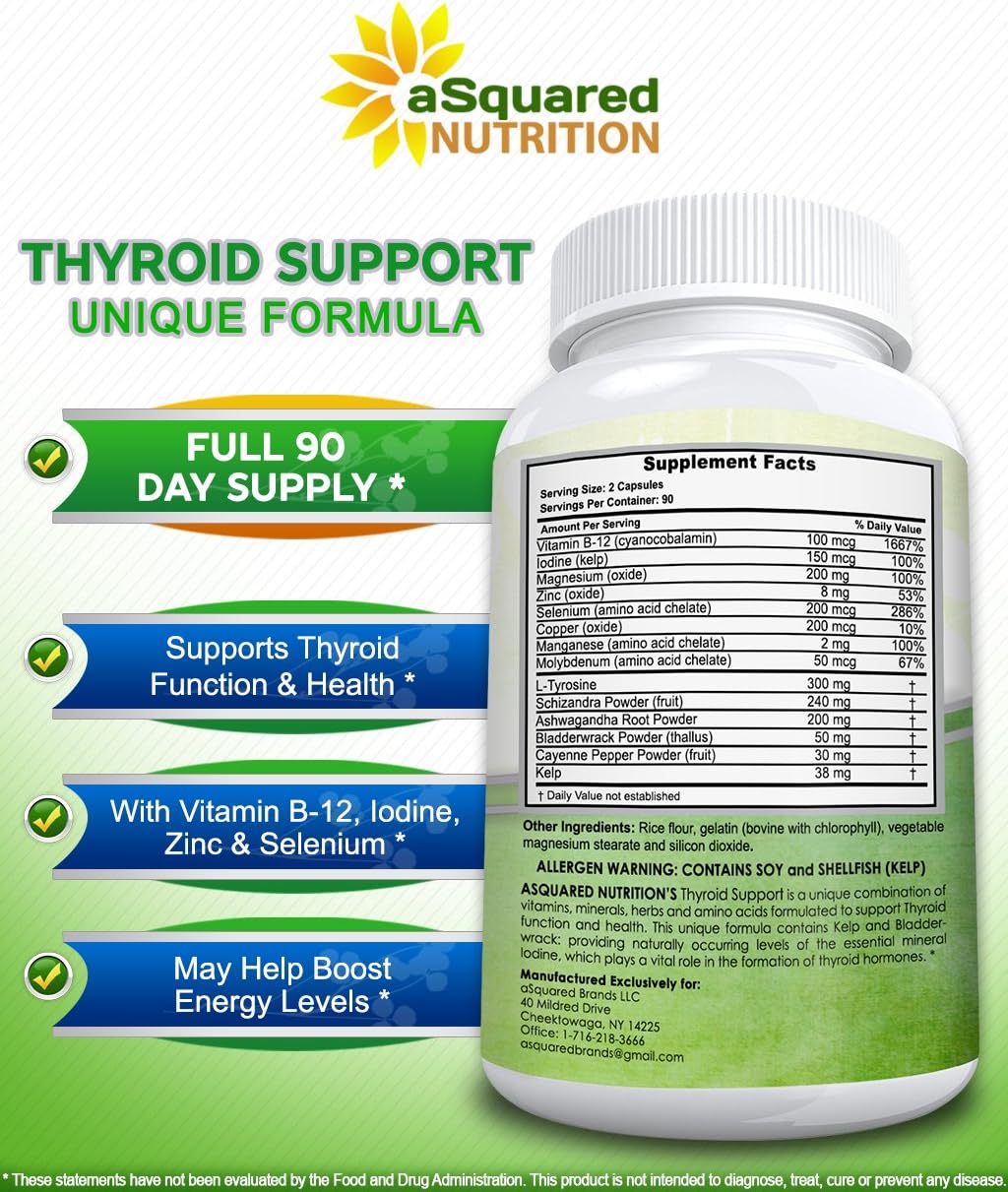 Suplemento Nutrition premium de apoyo tiroideo con yodo 180u