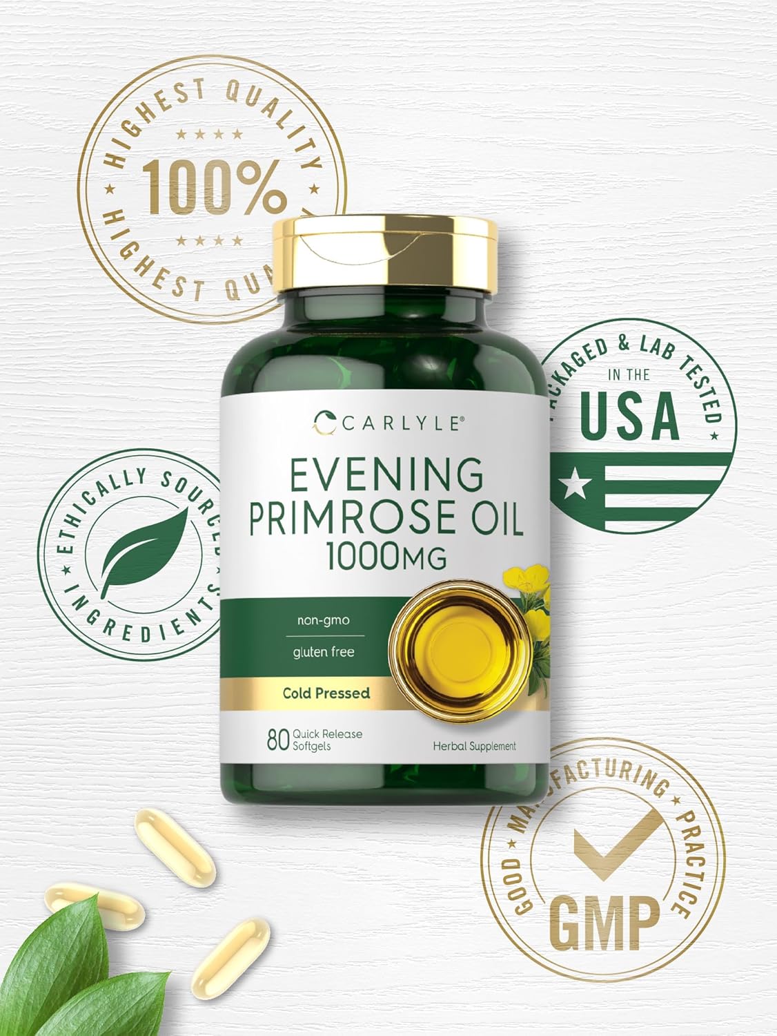 Suplementos Carlyle Cápsulas de aceite de onagra de 1000 mg