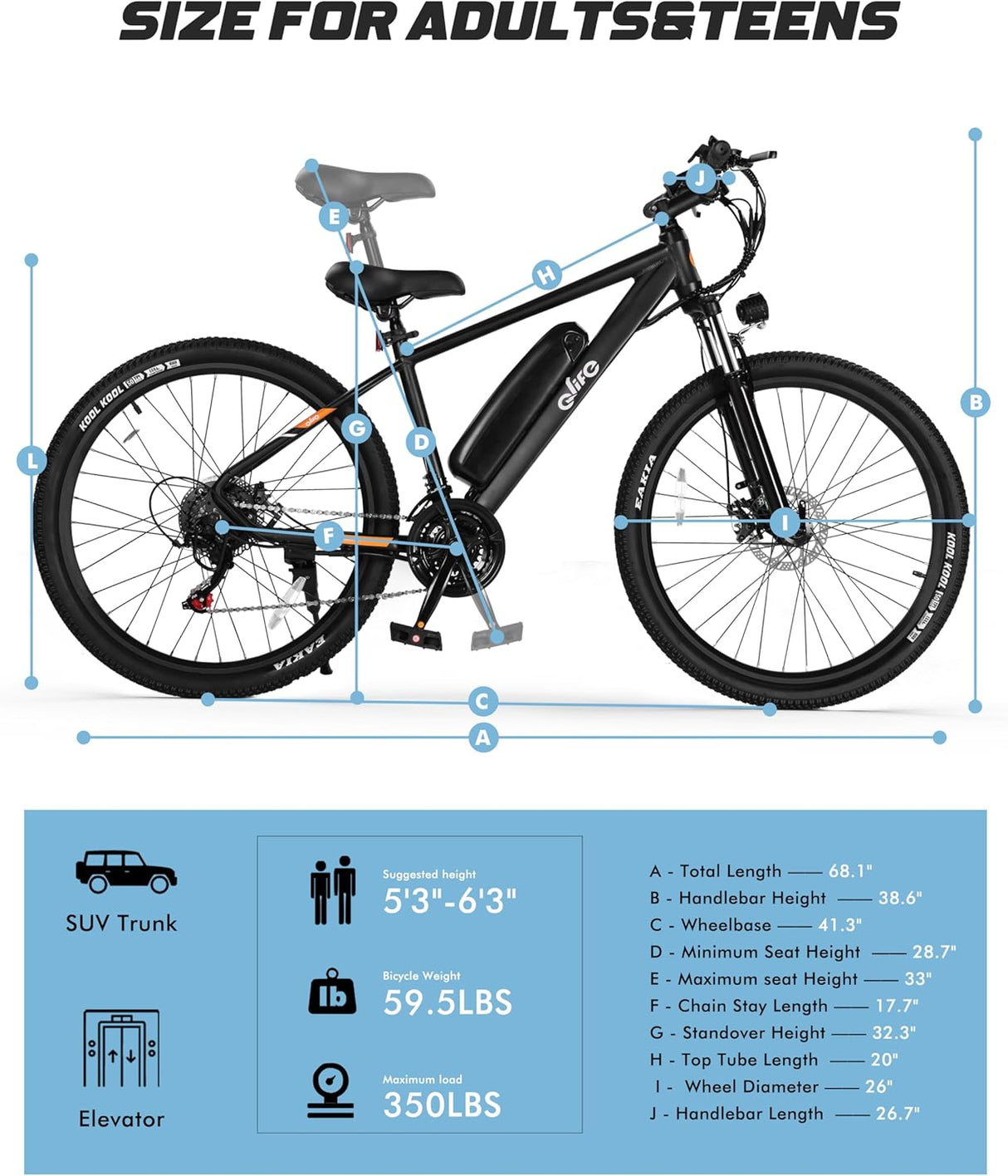 Bicicleta Eléctrica Racer 21 Velocidades, Motor 750W, 26 E-MTB