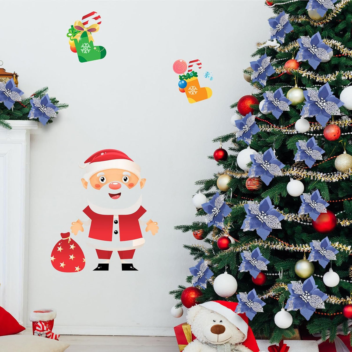 Flores Artificiales Poinsettia Willbond, 36 Piezas, Decoración