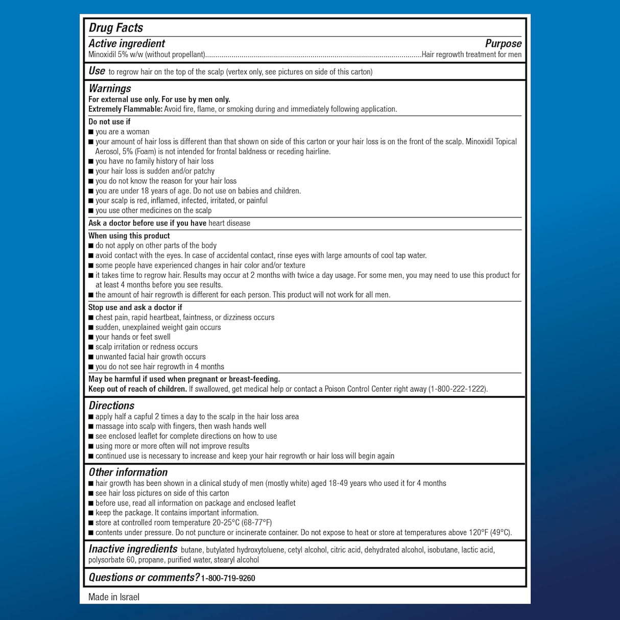 Tratamiento Capilar Minoxidil 5% Foam, Amazon Basic Care, 6 Pck