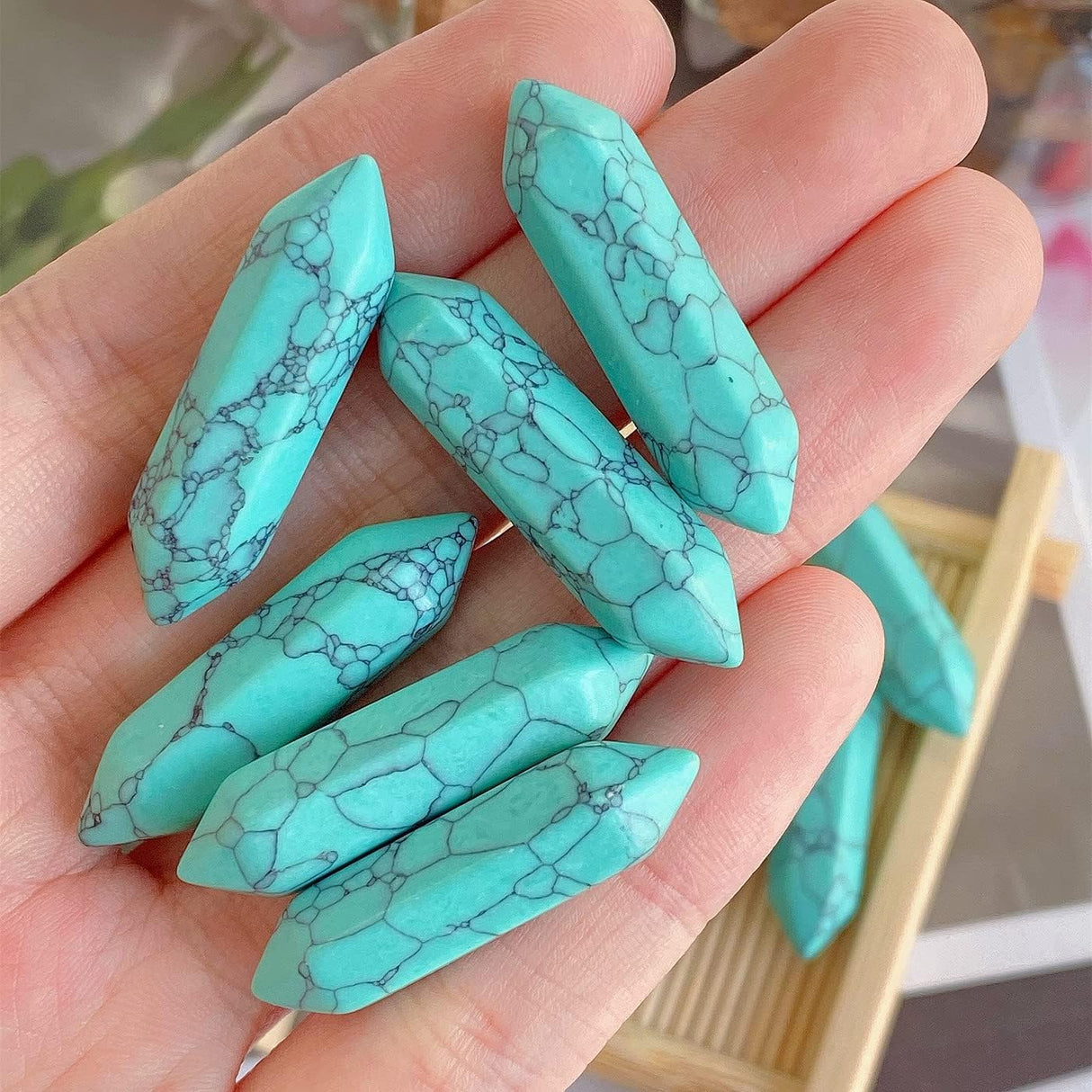 Varitas de Cuarzo Turquesa para Terapia y Meditación