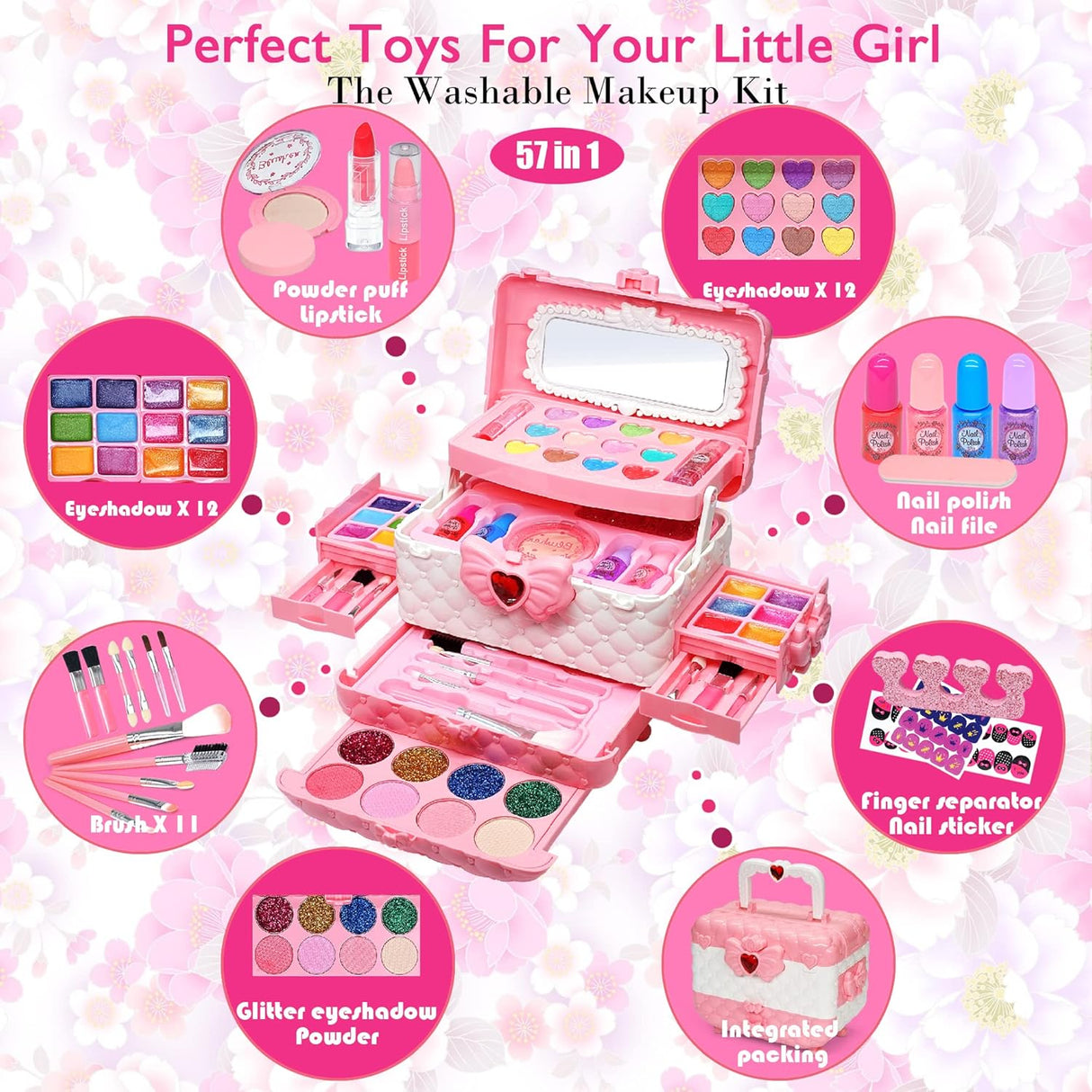 Kit de Maquillaje para Niñas - Juguete No Tóxico, Lavable