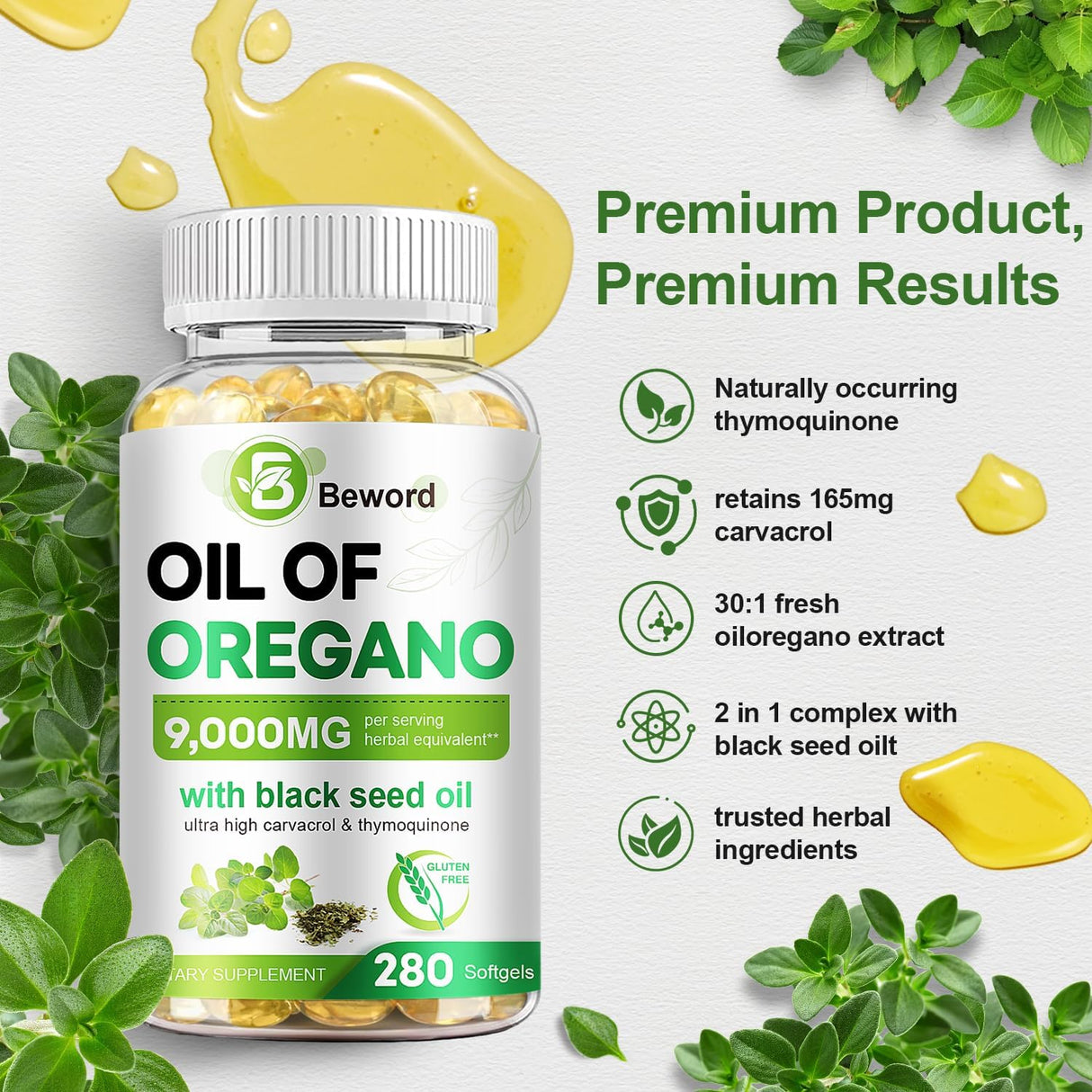 Aceite de Orégano 280 cápsulas, refuerzo inmunológico