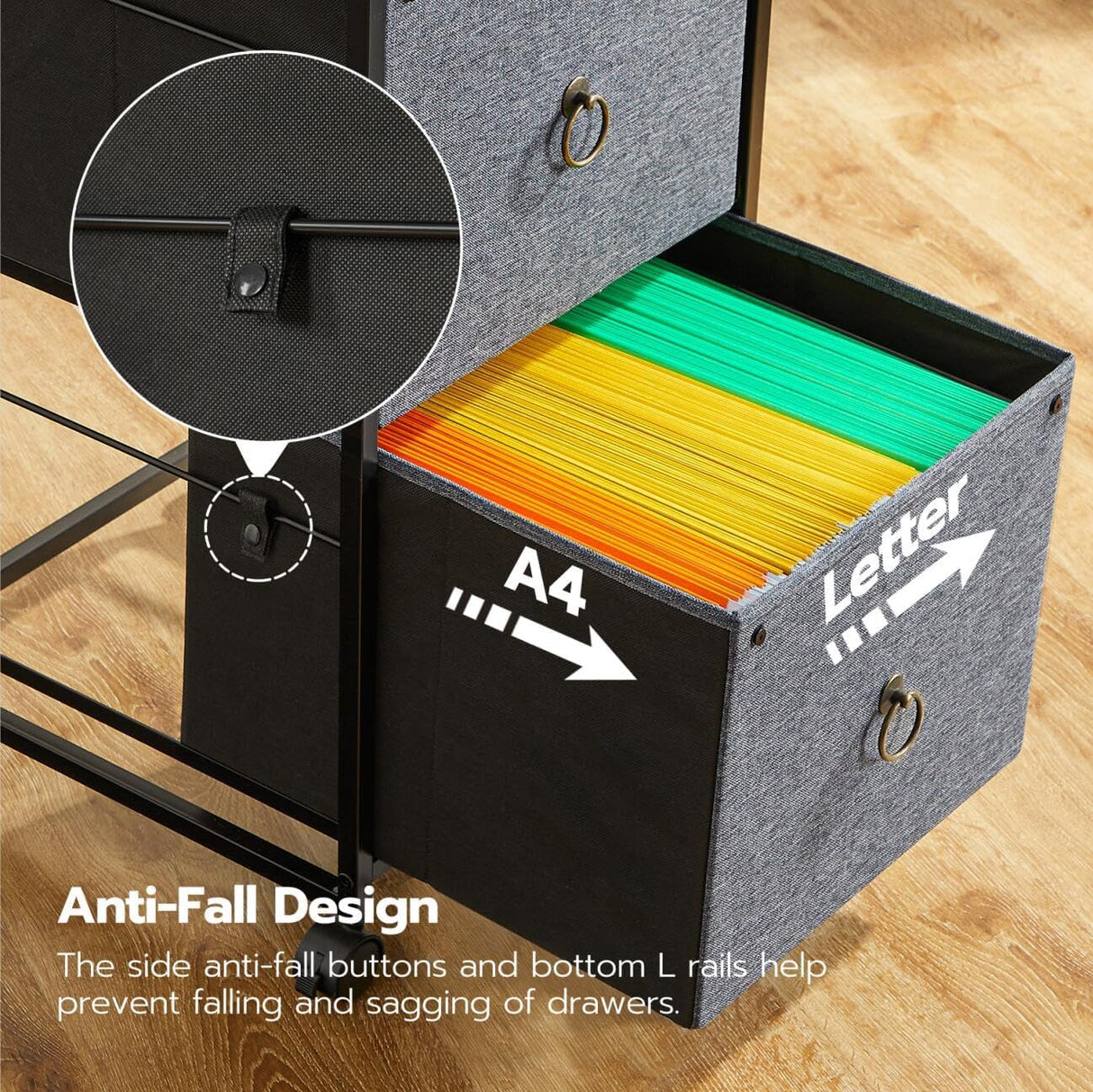 Gabinete de archivos móvil HOOBRO, 2 cajones, modelo BFG20WJ01