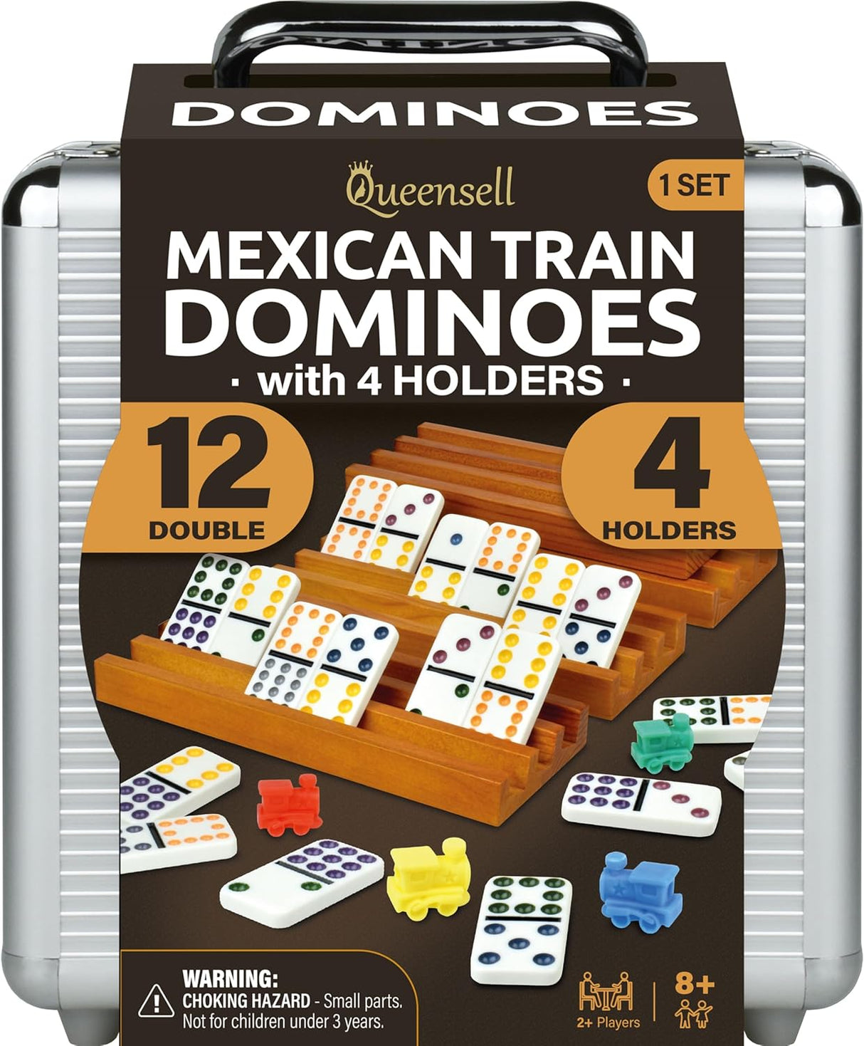 Juego de dominó mexicano Queensell Doble 12 con 4 soportes