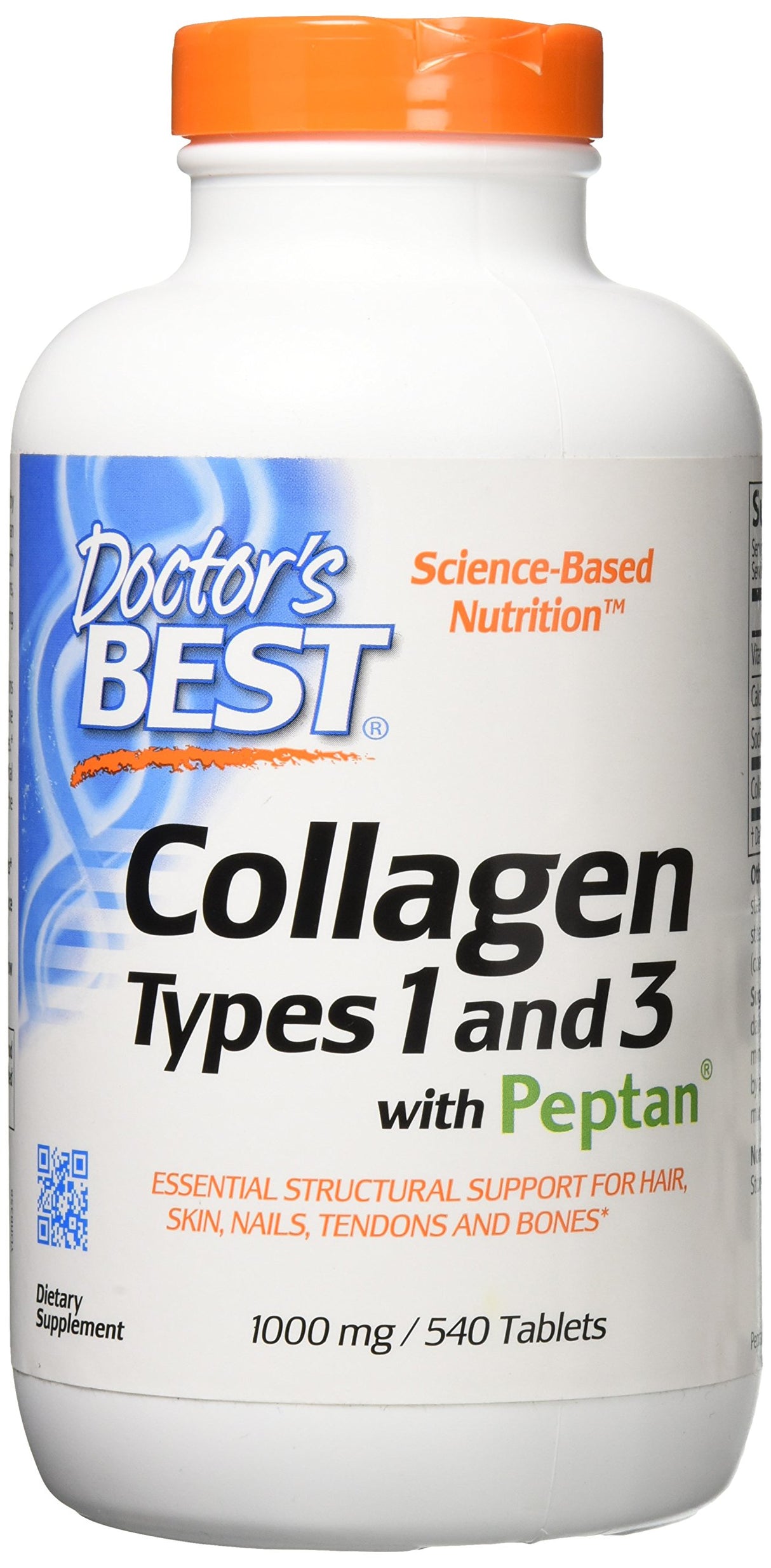 Doctor's Best Collagen Tipos 1 y 3 con Peptan Sin OGM
