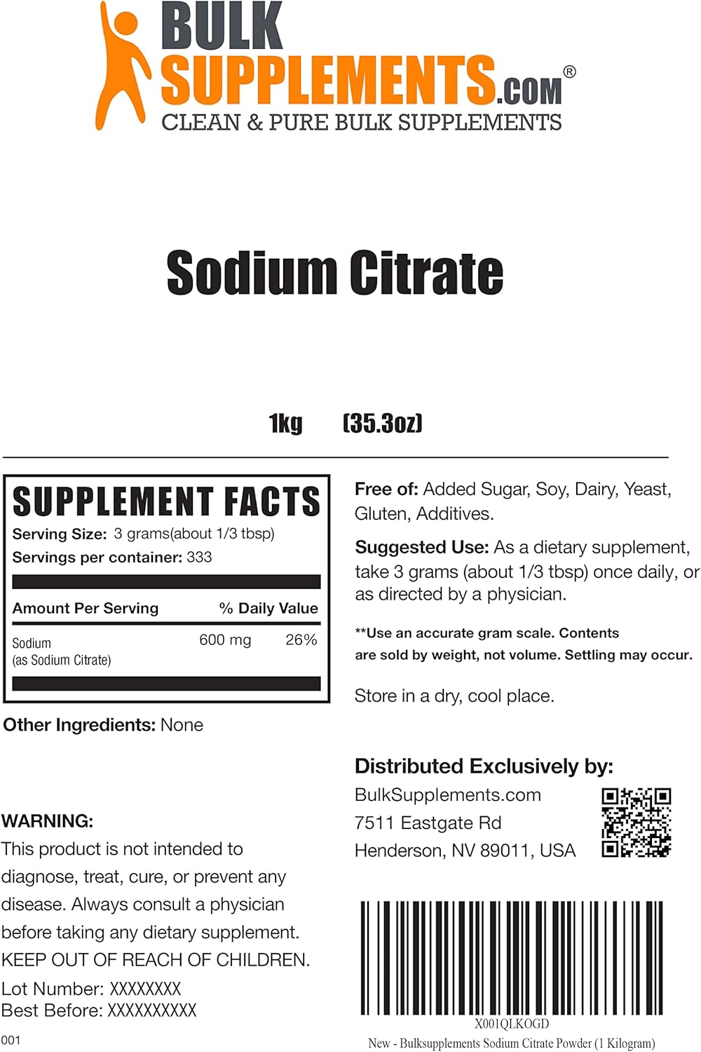 Suplementos Polvo de citrato de sodio Sal agria para cocinar
