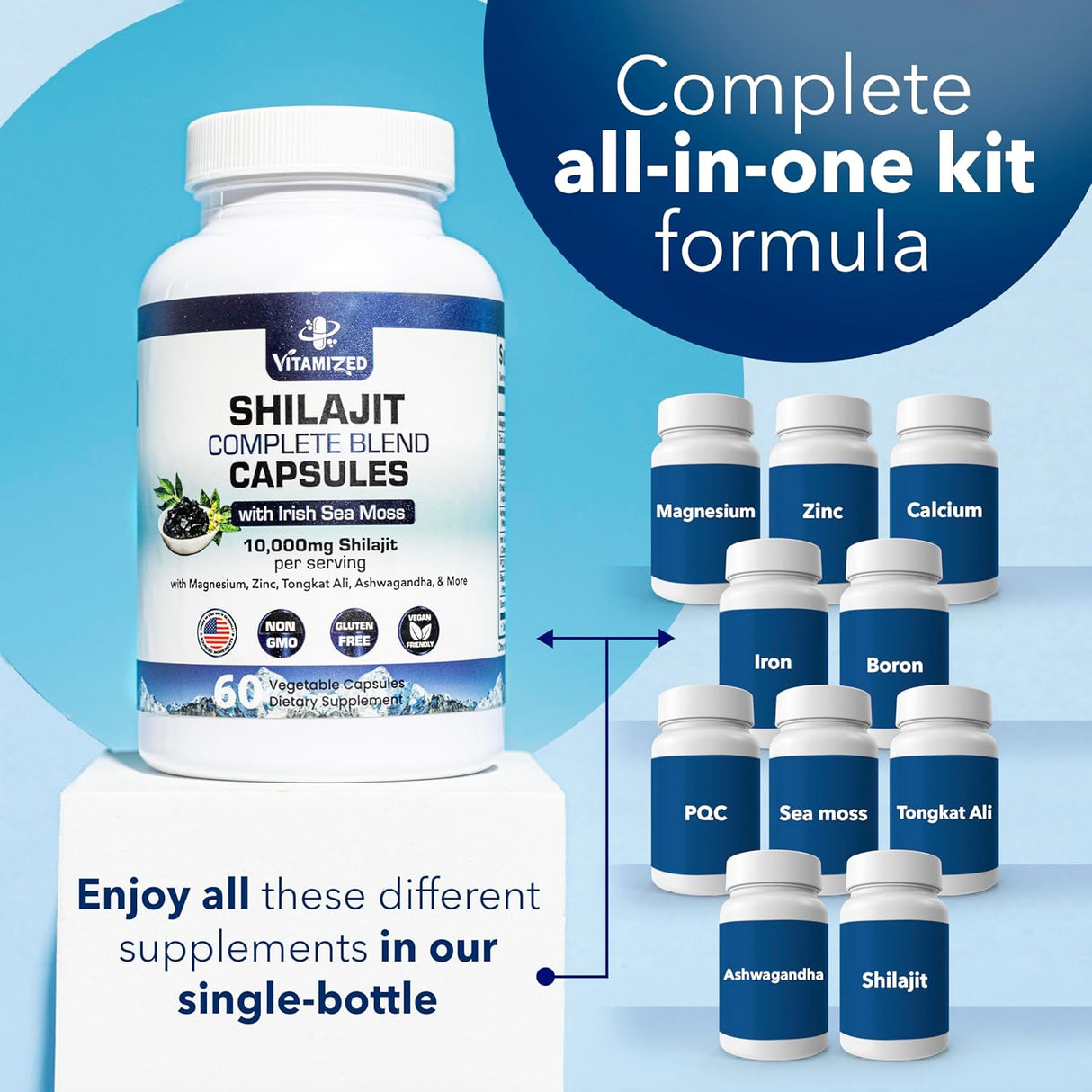 Shilajit Puro Himalaya para hombres y mujeres, 60 cápsulas