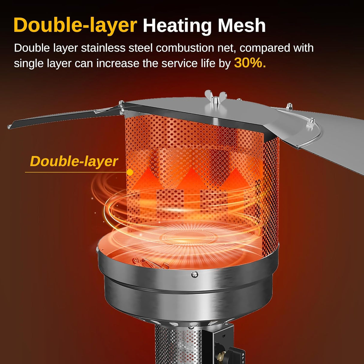 Calentador de patio de 50,000 BTU con caja de arena