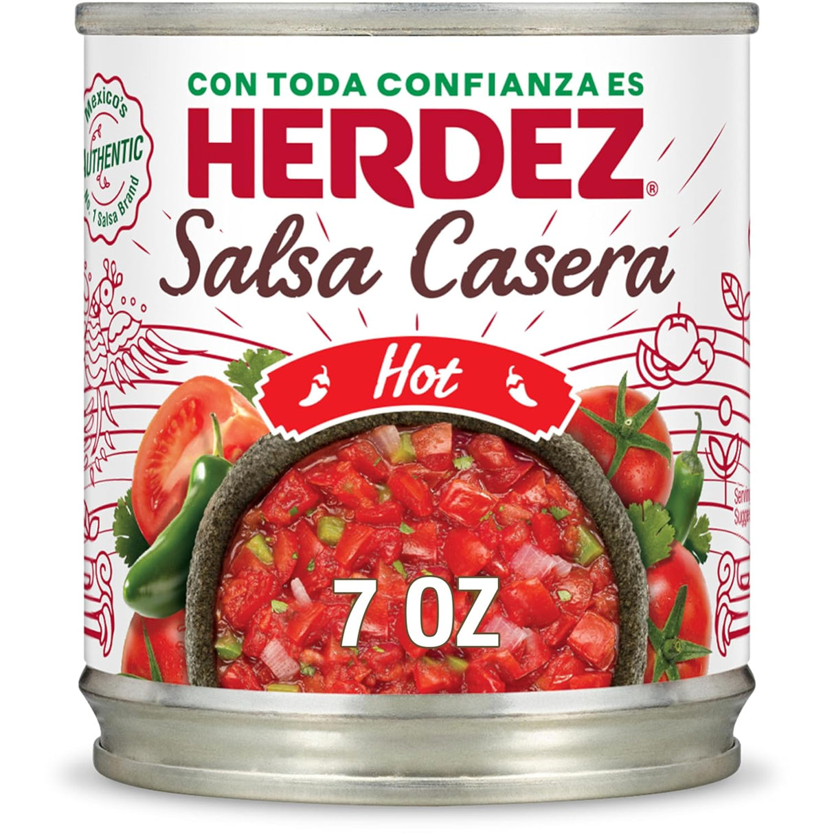 Salsa Casera Picante HERDEZ, 7 oz, Paquete de 12 unidades