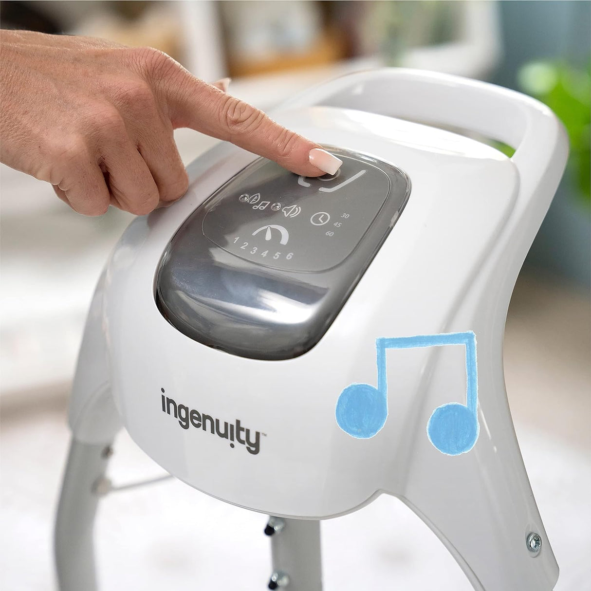 Ingenuity 2 en 1 SimpleComfort - Columpio y balancín multidireccional ligero y compacto de 6 velocidades, vibraciones y sonidos de la naturaleza, 0-9 meses, 6-20 libras (Raylan)