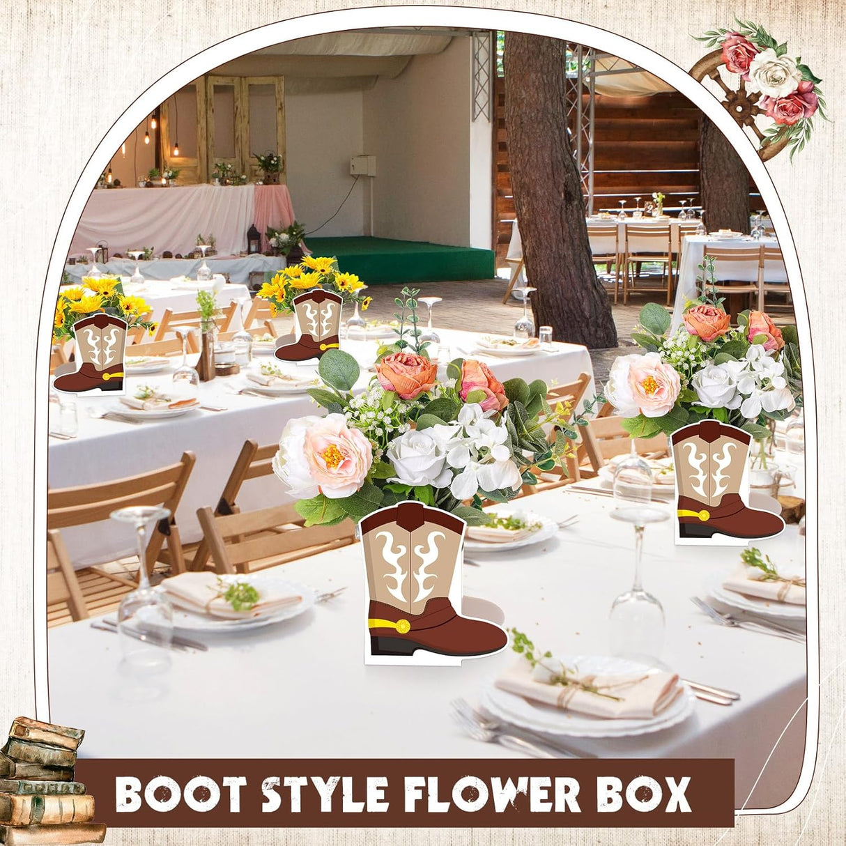 Cajas de Botas Vaqueras para Fiestas Temáticas del Oeste