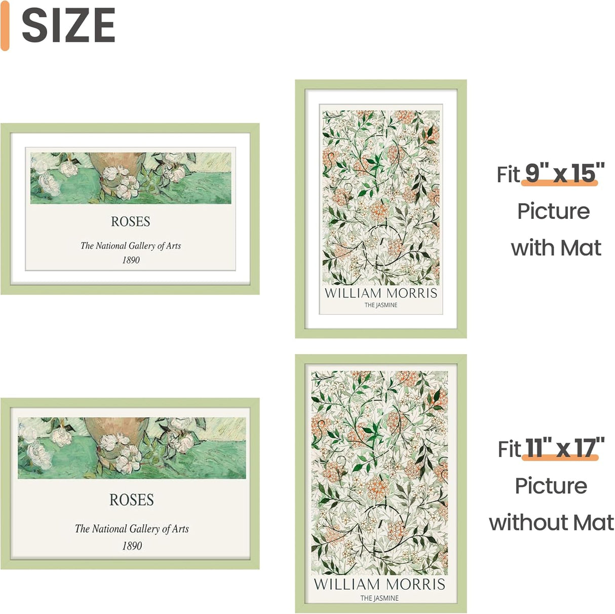 Marco de fotos 11x17, admite 9x15 con o sin pasepartout