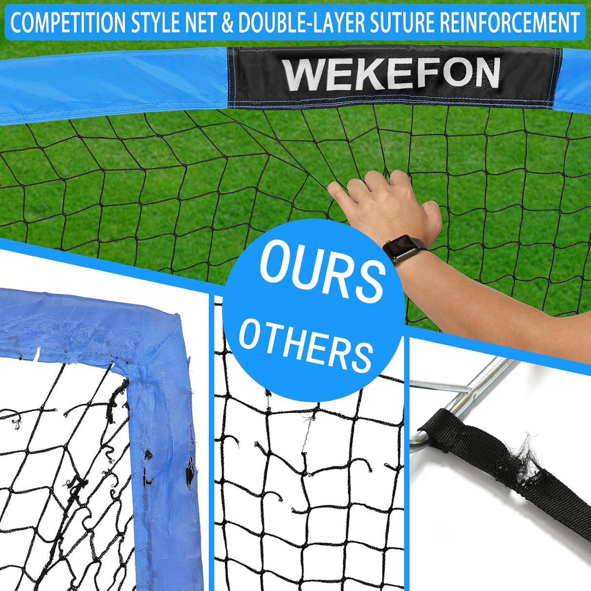 Porteria portatil para juego, color azul, con bolsa transparente