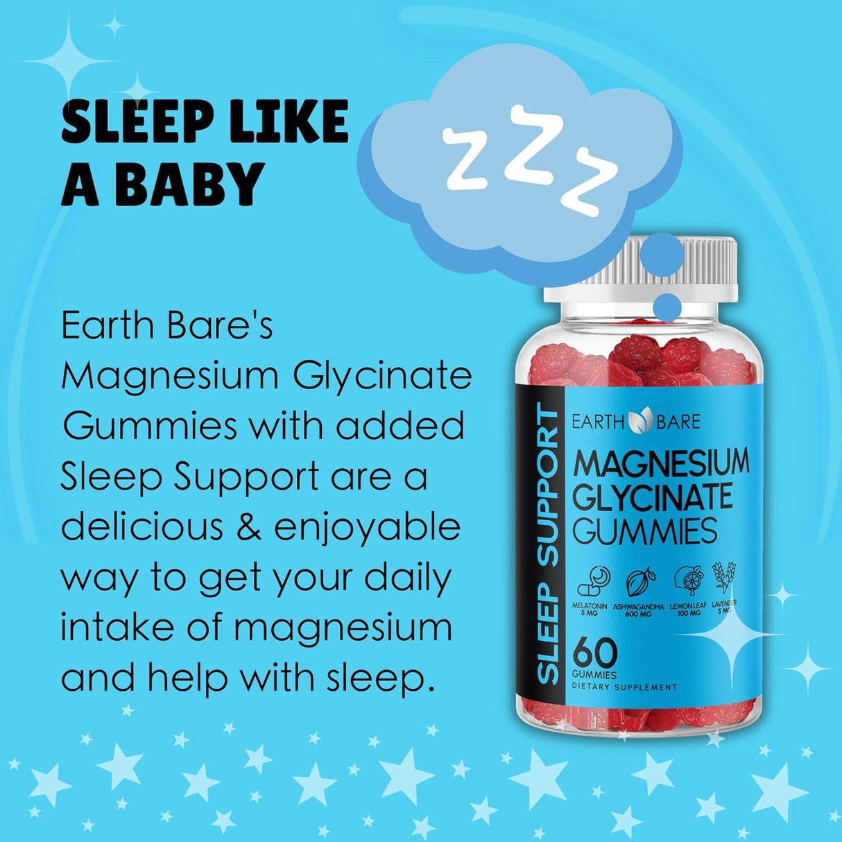 Gomitas de glicinato de magnesio, 120 extra fuerte