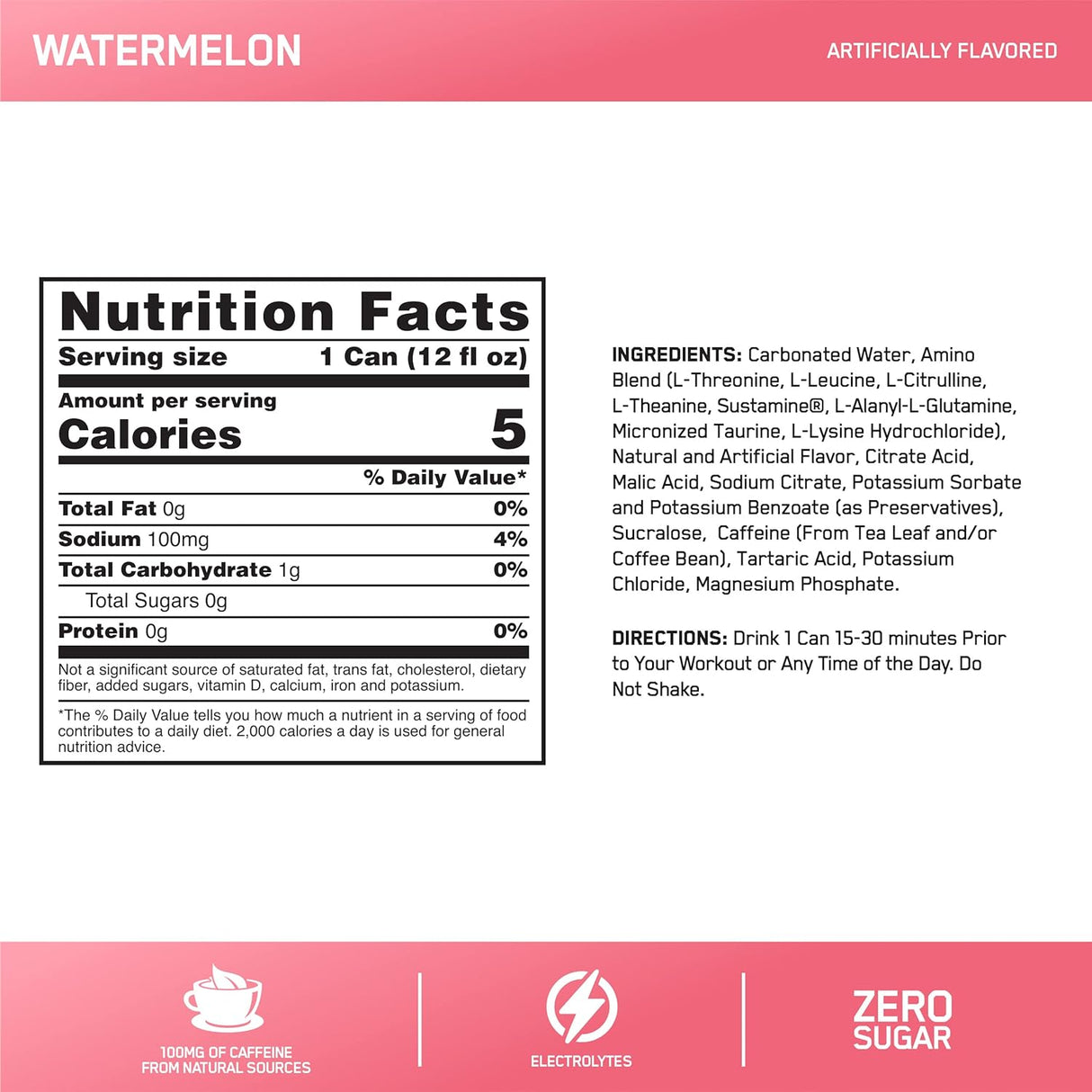 Suplementos Bebida energética con aminoácidos y electrolitos