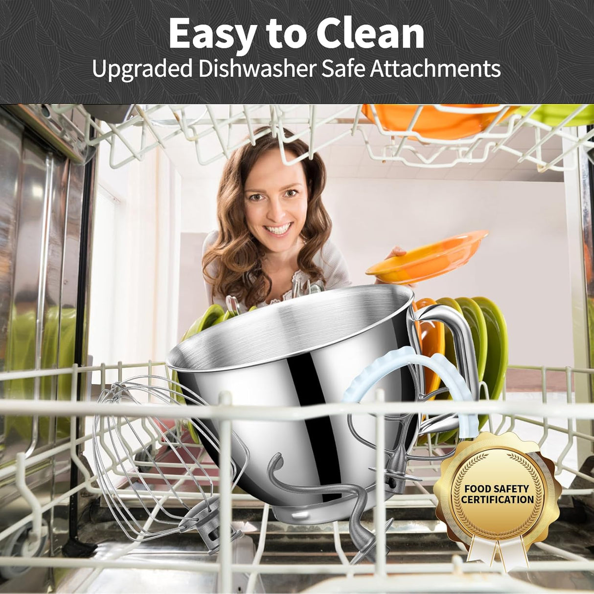 Batidora de Pie 6 QT 600W, Mezcladora 6+P, Acero Inoxidable