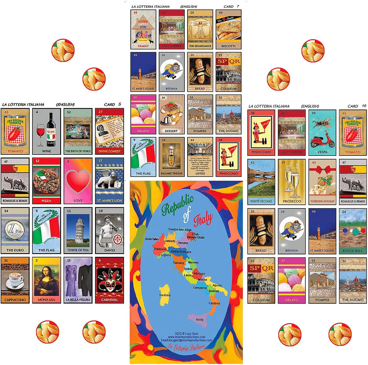 Juego de Lotería Italiana Fun Bingo, 54 Cartas Ilustradas, 3-10 Jugadores