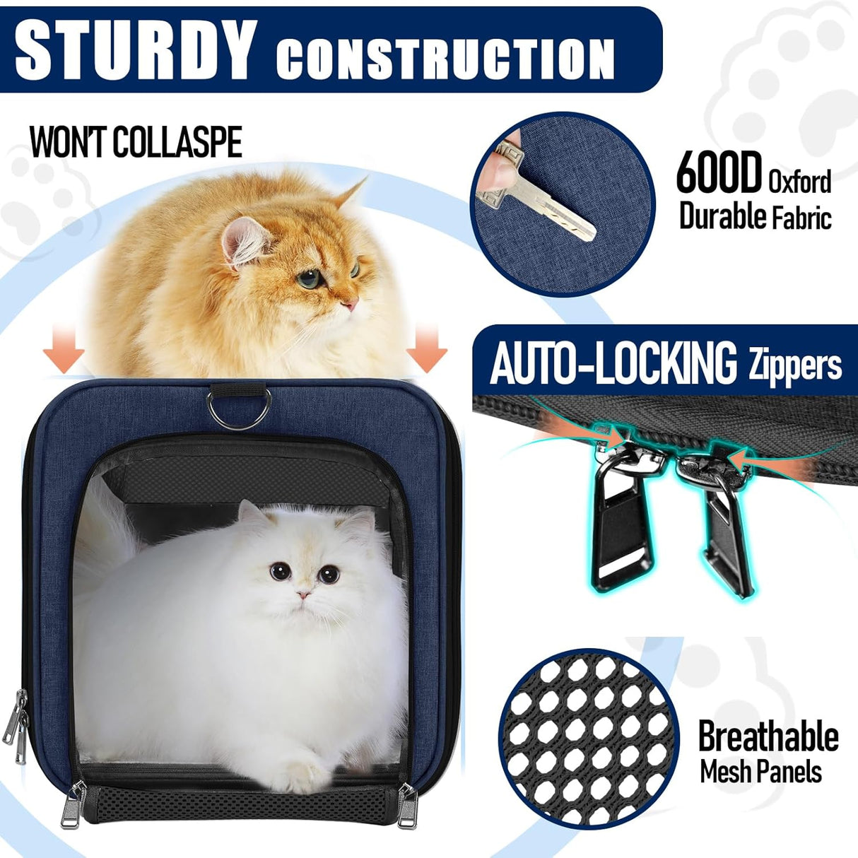 Transportín Suave para Mascotas - Gran Capacidad - Modelo Navy