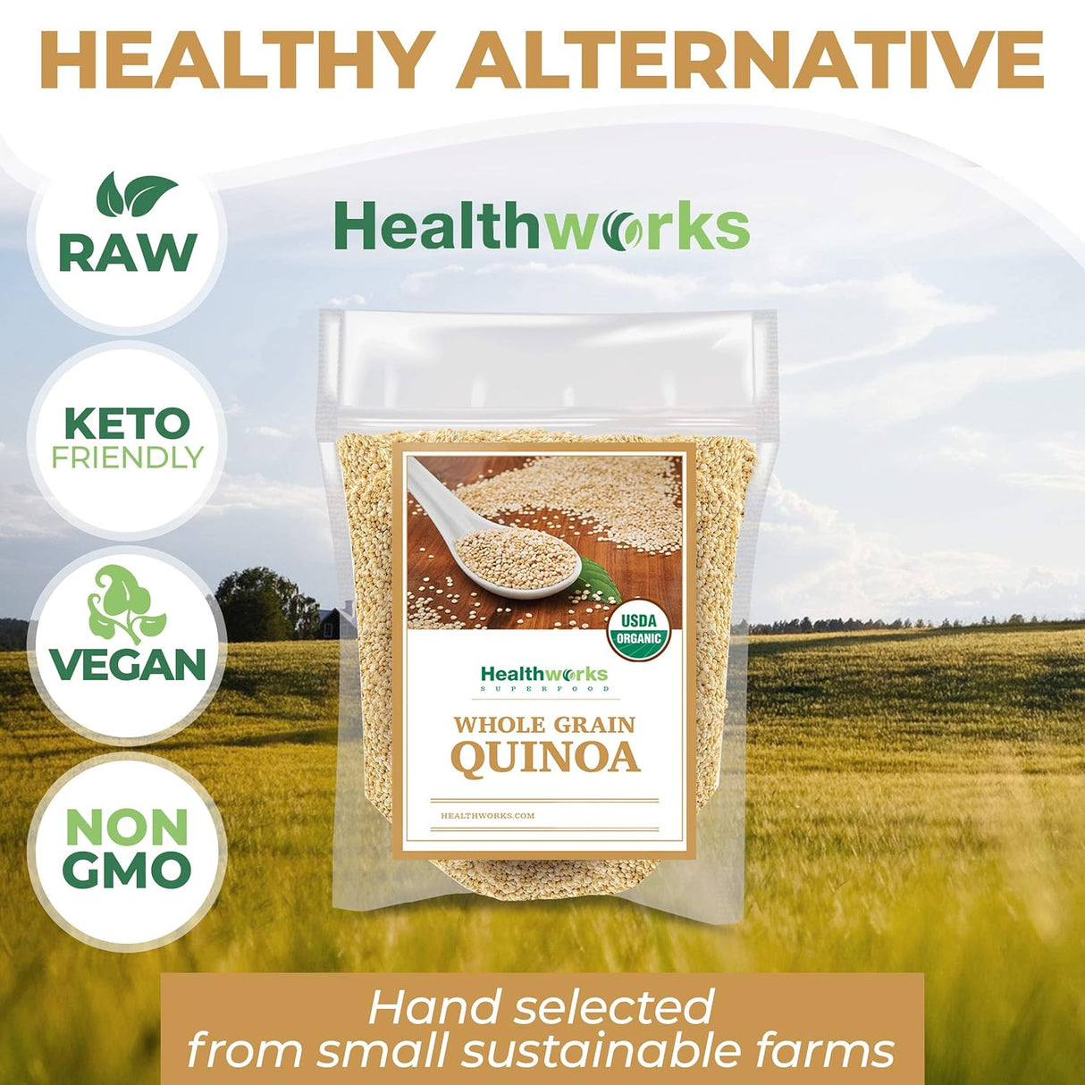 Quinoa Blanca Orgánica Entera | Proteína, Fibra, Hierro | Perú