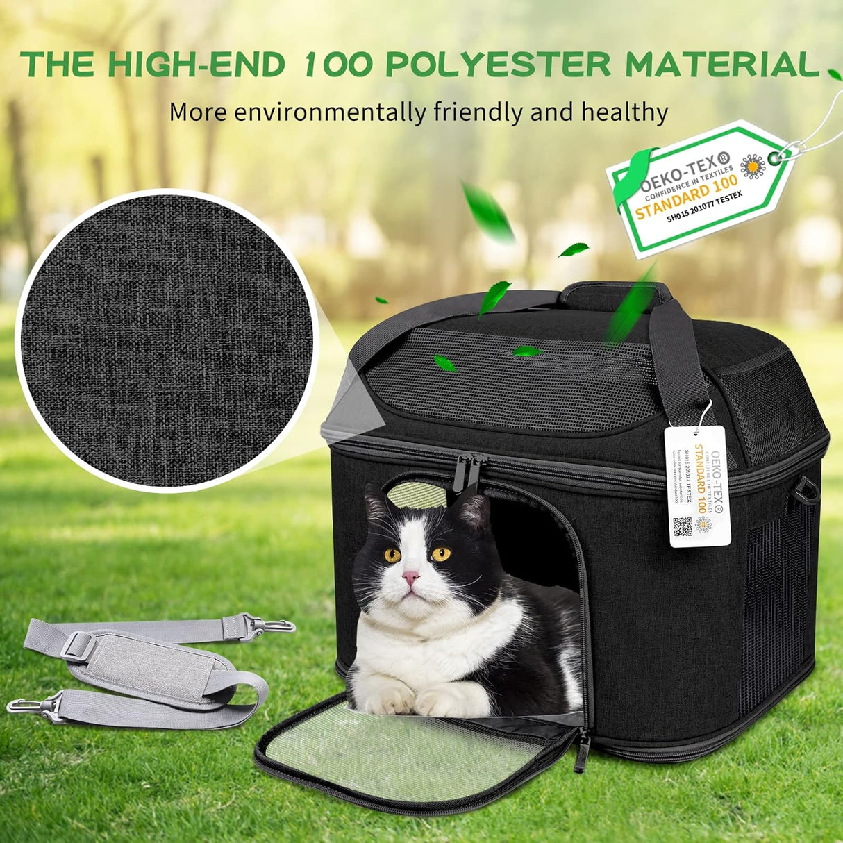 Transportín grande para 2 gatos, Oeko-TEX, aprobado TSA, modelo 20 lbs