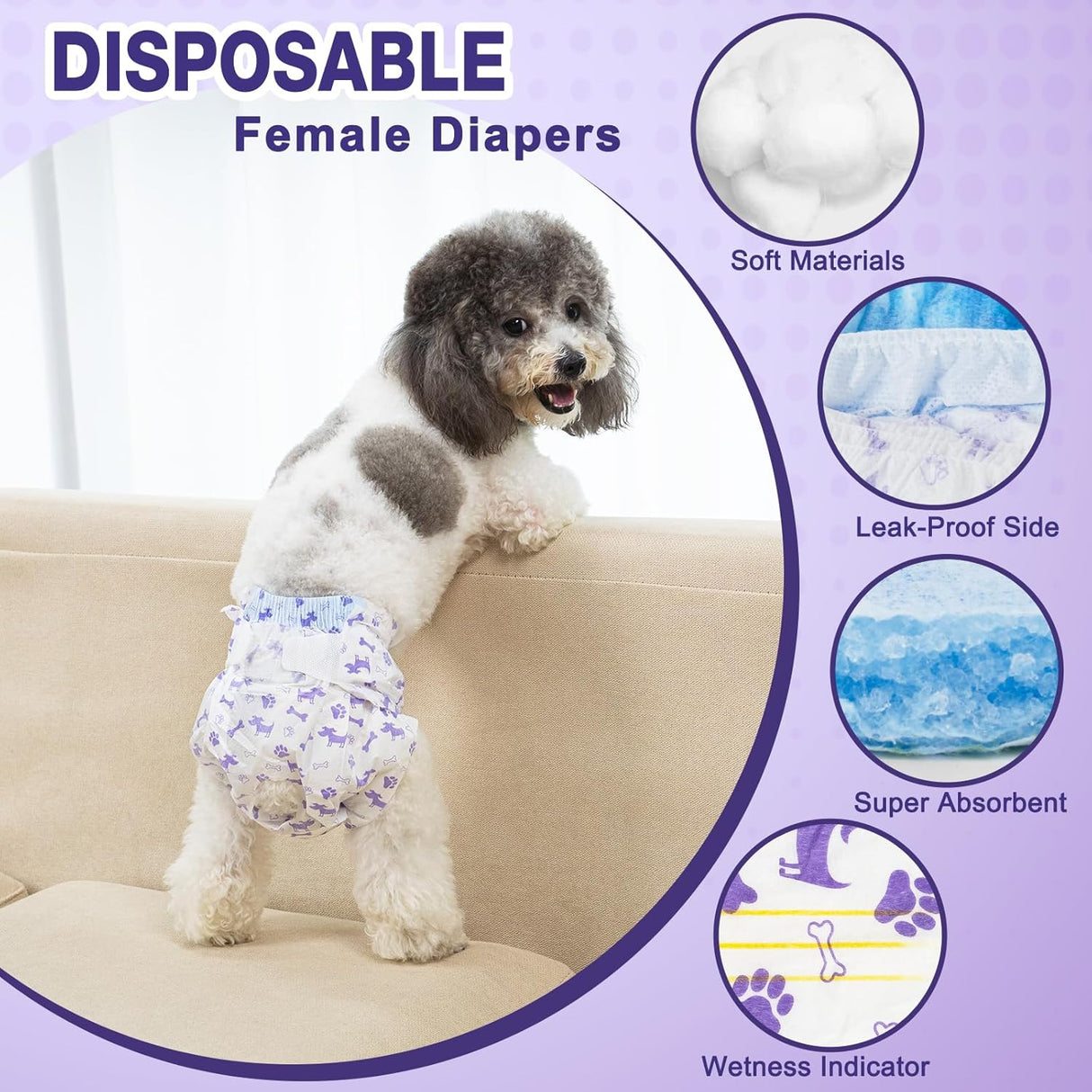 Pet Soft Pañales desechables para perras – 20 pañales