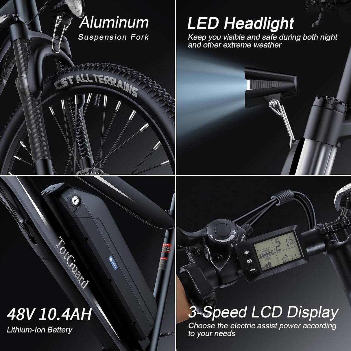 Bicicleta Eléctrica Wooken 750W, 55mi, 21 Velocidades, 27.5