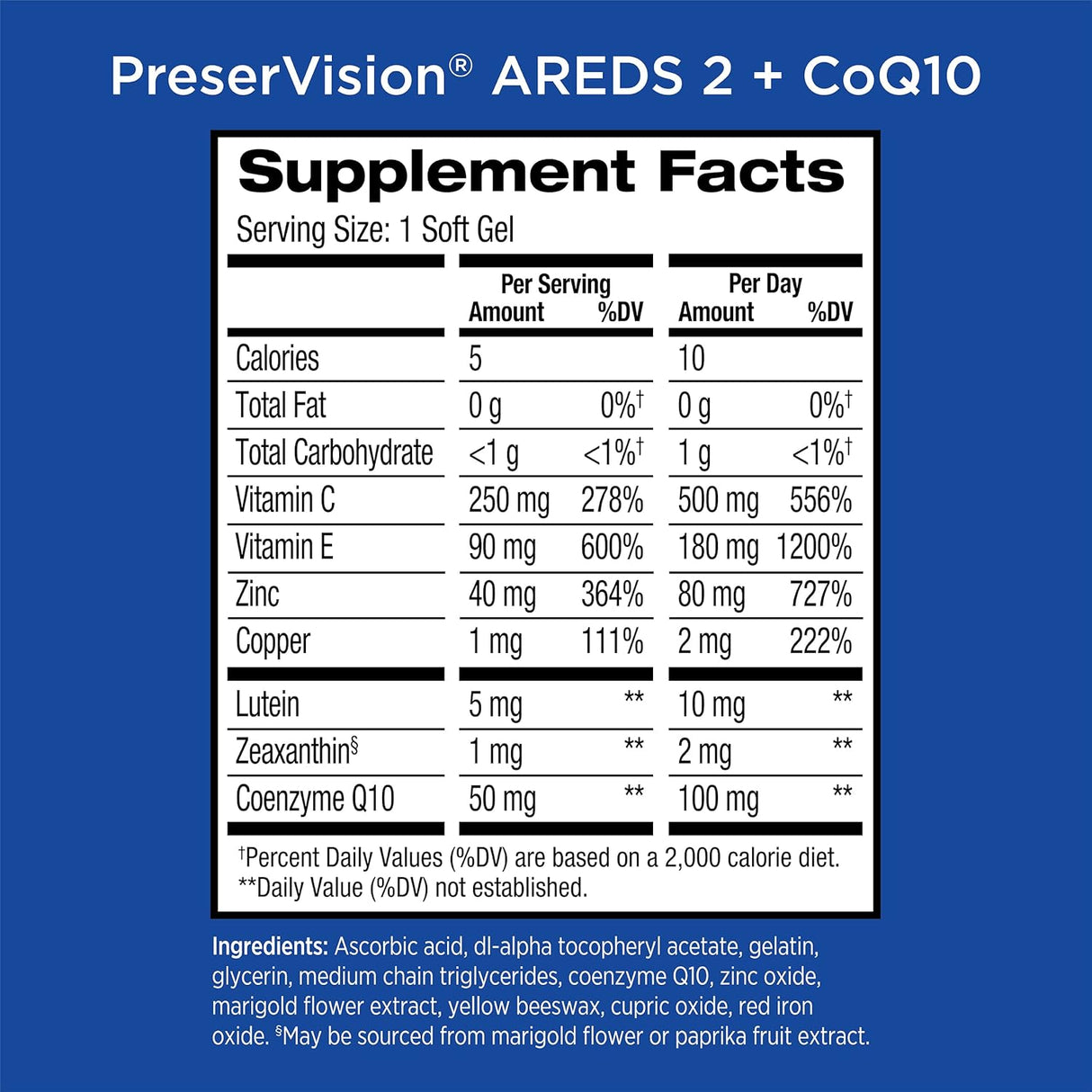 Suplemento AREDS 2 Vitaminas oculares con CoQ10 80 cápsulas