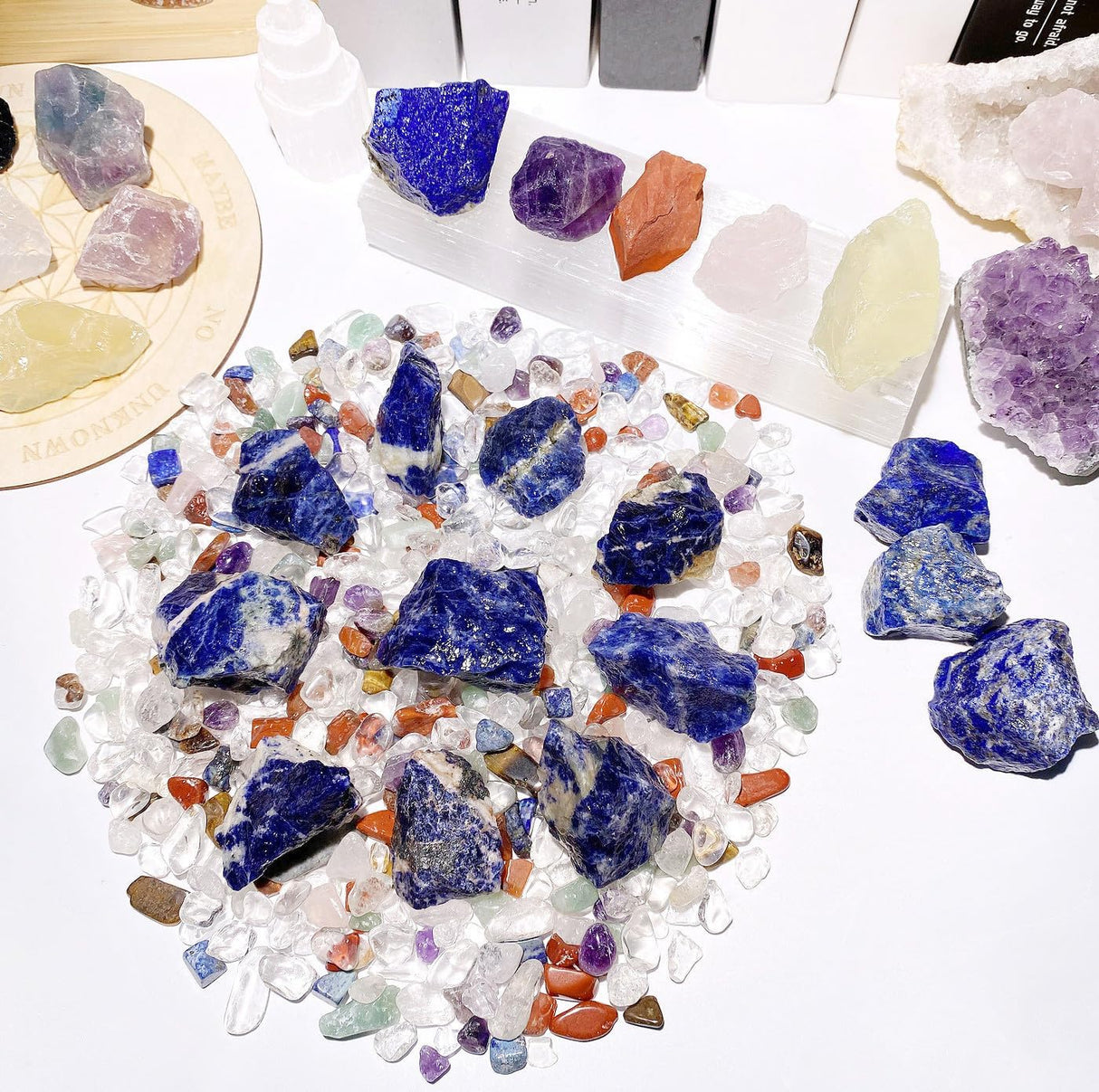 QINJIEJIE Cristales crudos de sodalita azul, piedras en bruto