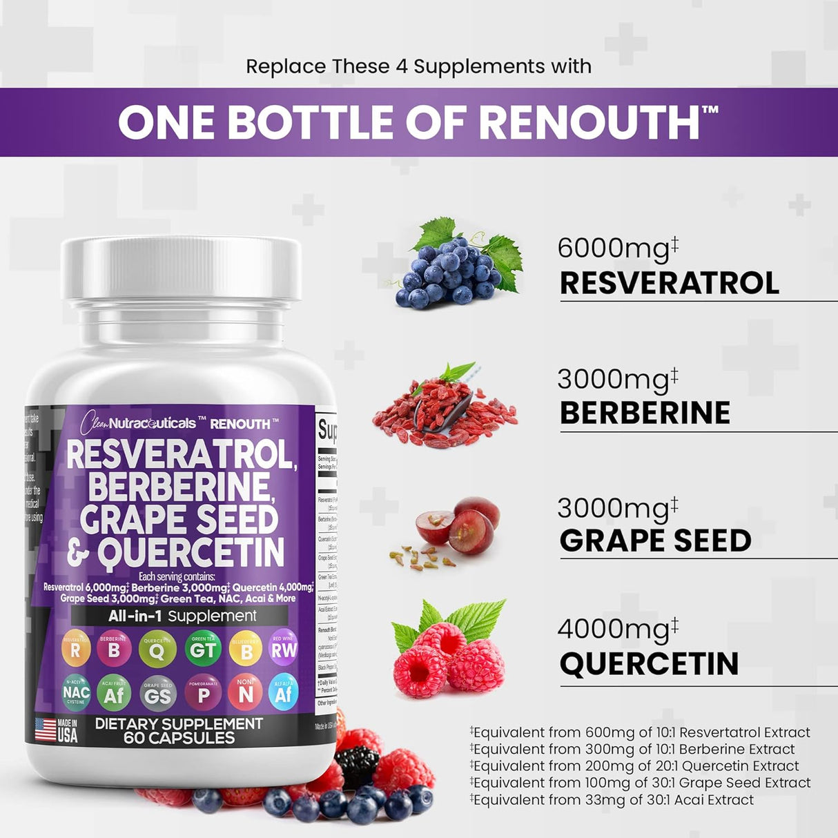 Suplemento Resveratrol 6000 mg Berberina 3000 mg