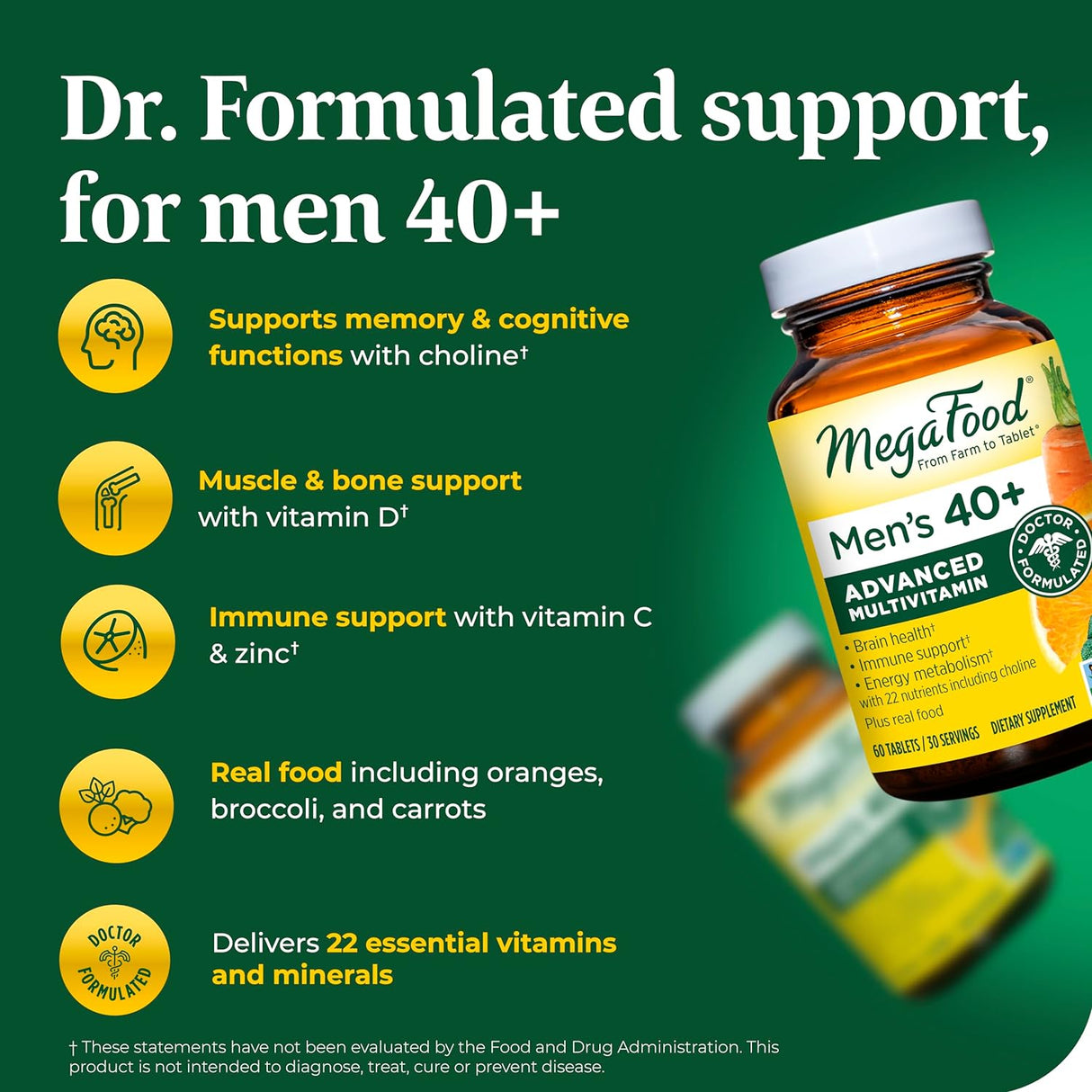 Suplemento MegaFood Multivitamínico para hombre de 40 años