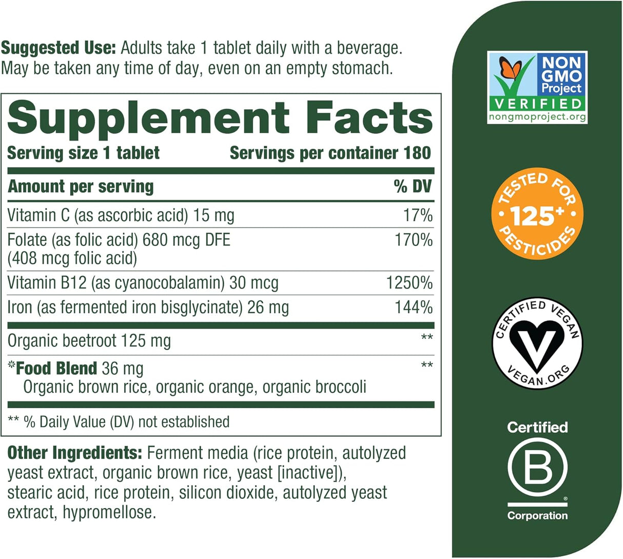Suplemento Comprimidos de suplemento de hierro Blood Builder