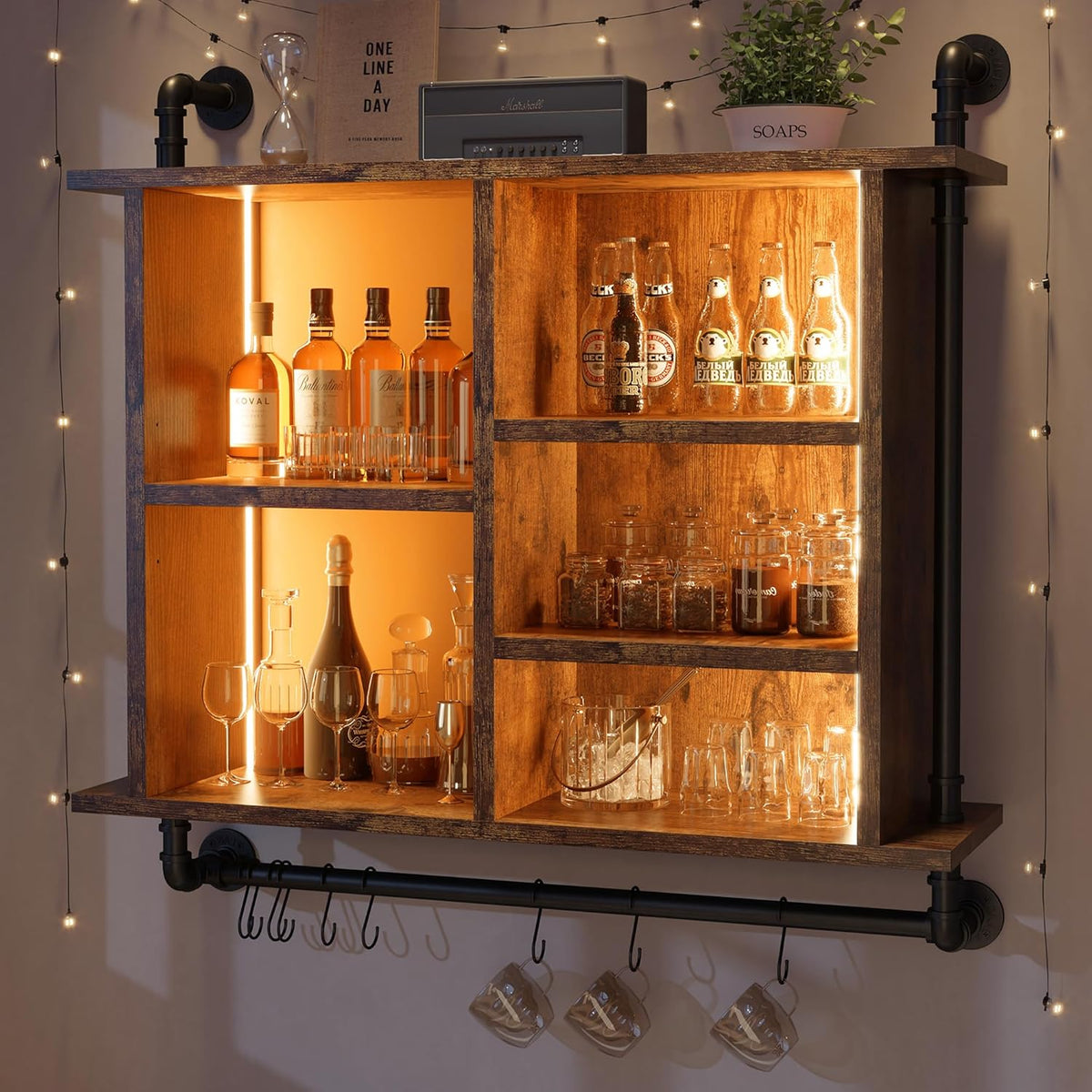 Estanterías Flotantes REIBII con LED y Accesorios - Modelo 37