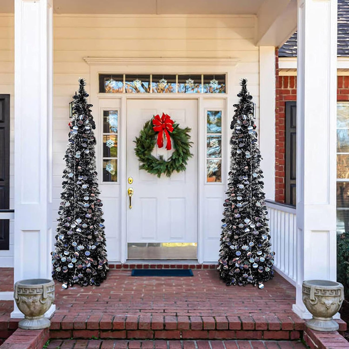 Árbol de Navidad 5ft WOKEISE con 50 luces, colapsable, tinsel